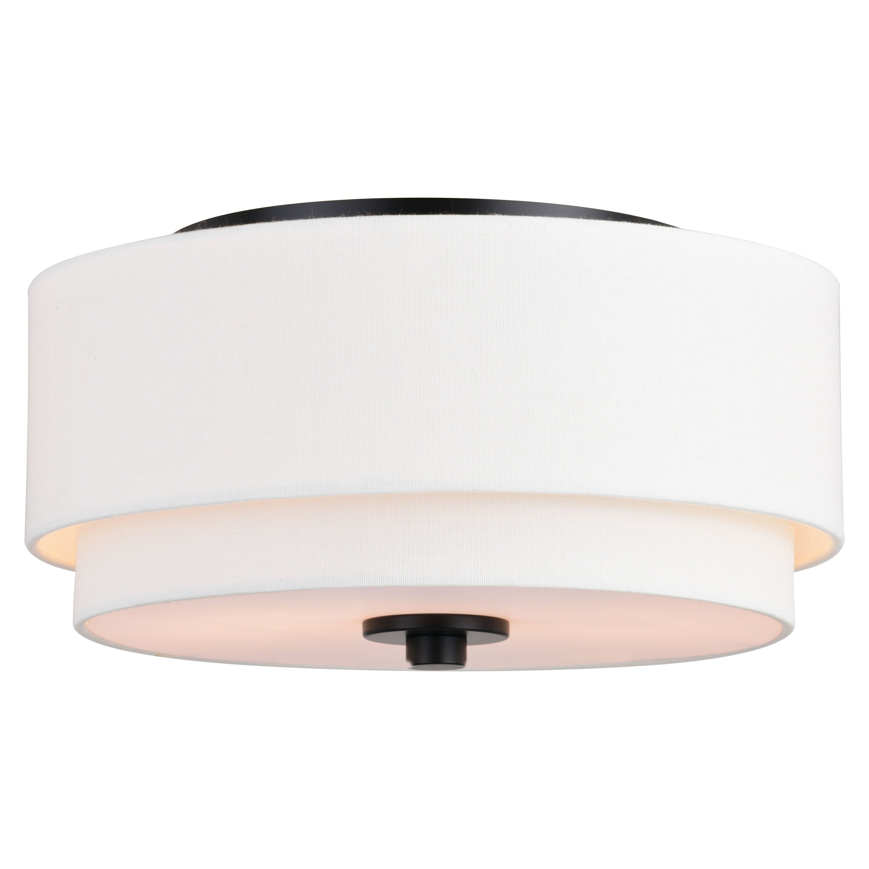 Burnaby Mid-Century Modern Ceiling Mount Light White Linen Drum Shade