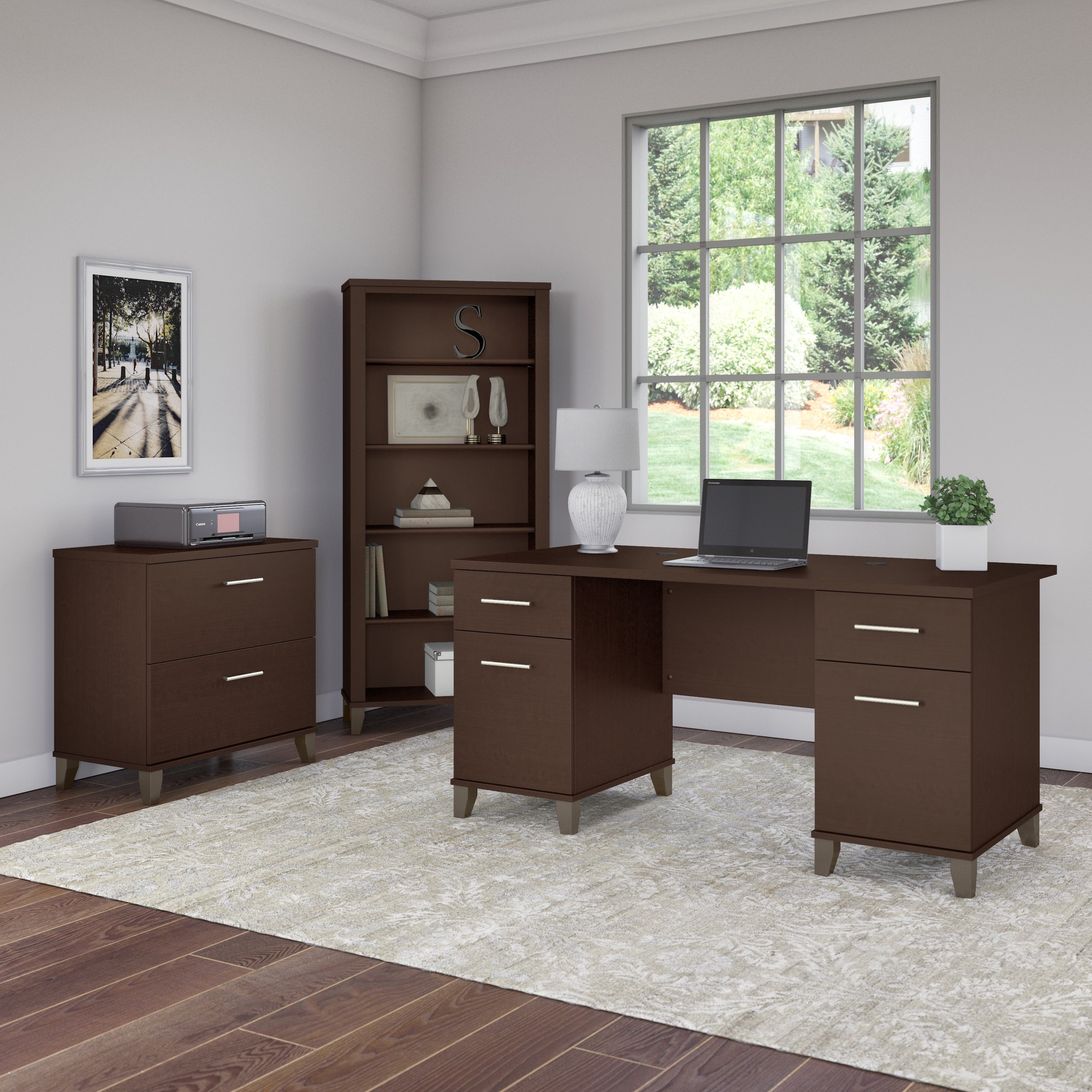 Bush Furniture Somerset Tall 5 Shelf Bookcase with Adjustable Shelves