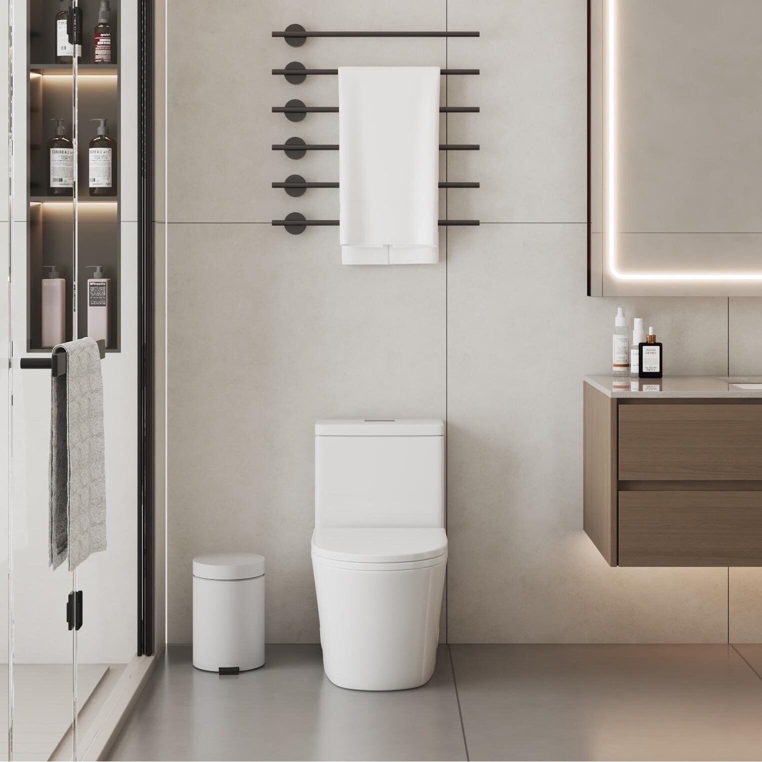 CB HOME 24'' Small Compact One Piece Toilet, Dual Flush Modern Siphon Short Toilet with Soft Closing Seat,16.5''Comfort Height