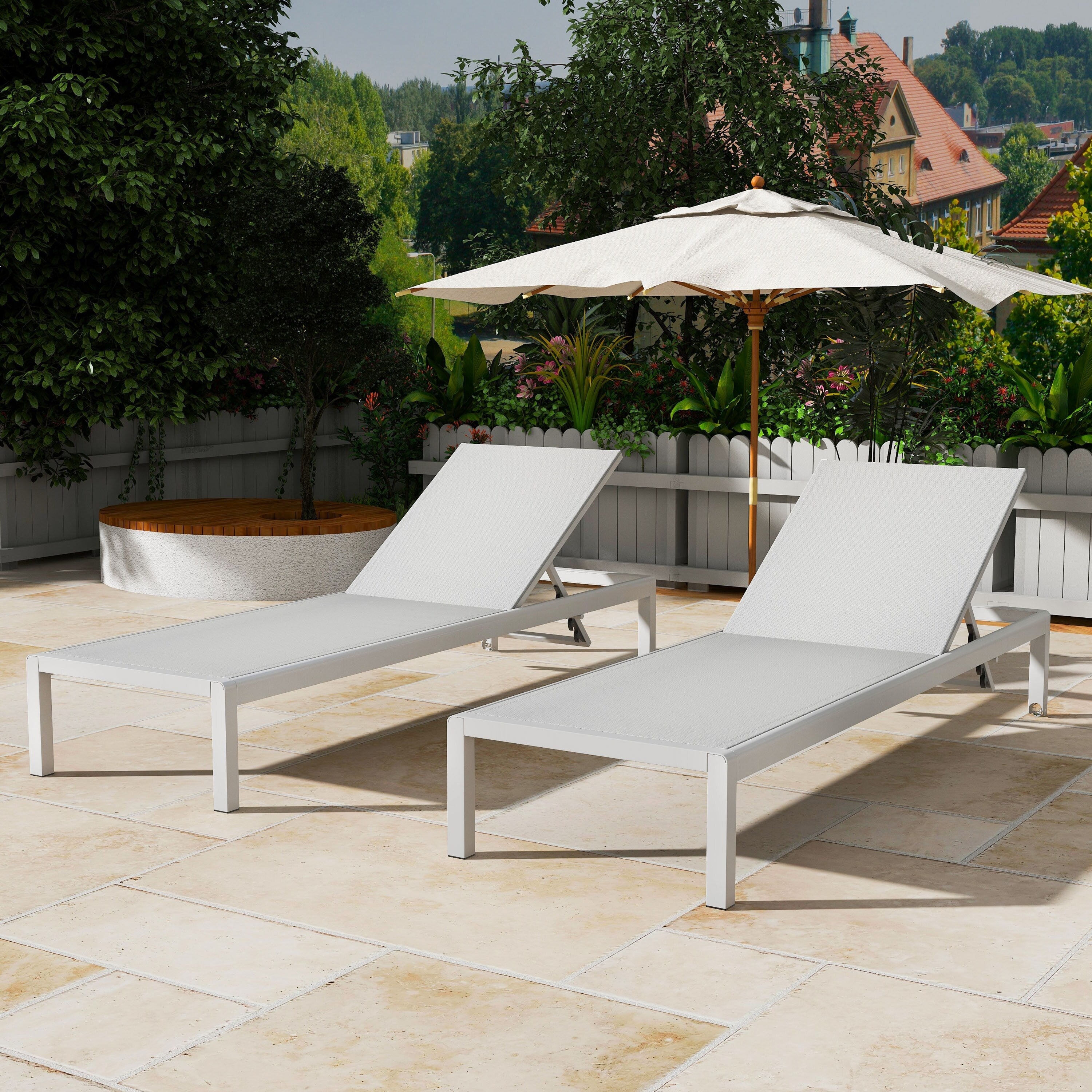 Cape Coral Outdoor Aluminum Chaise Lounge (Set of 2) by Christopher Knight Home - 77.56 D x 25.20 W x 11.80 H