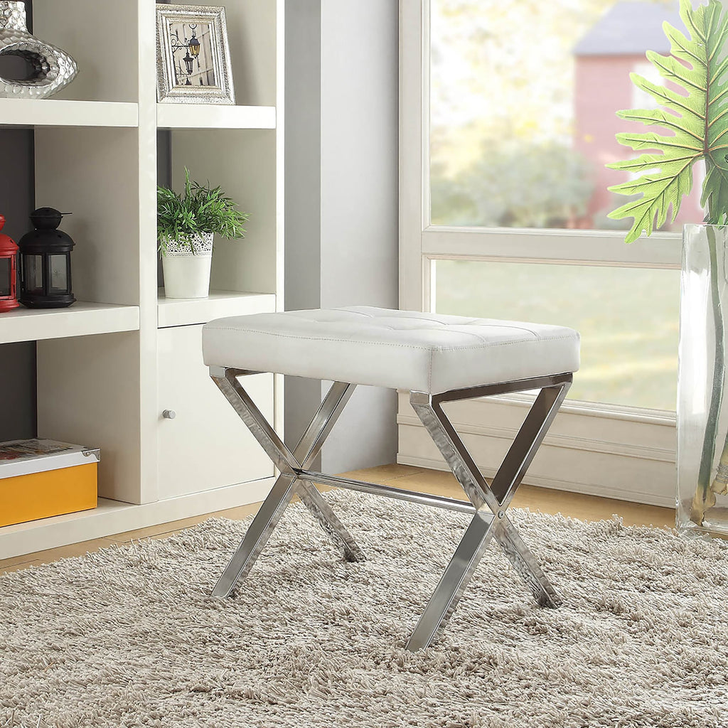 Carolina Living Elisabetta Vanity Bench - White/Chrome