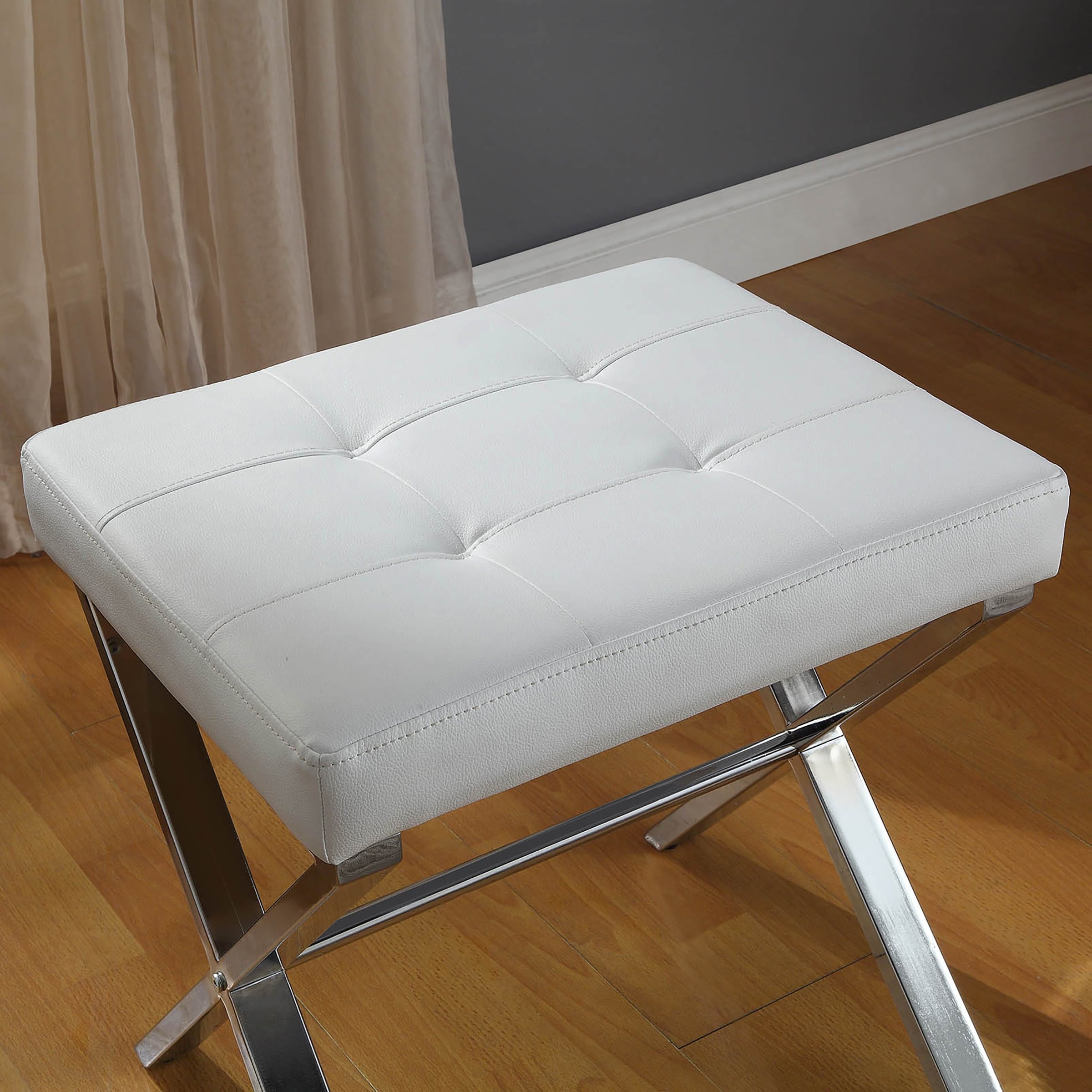 Carolina Living Elisabetta Vanity Bench - White/Chrome