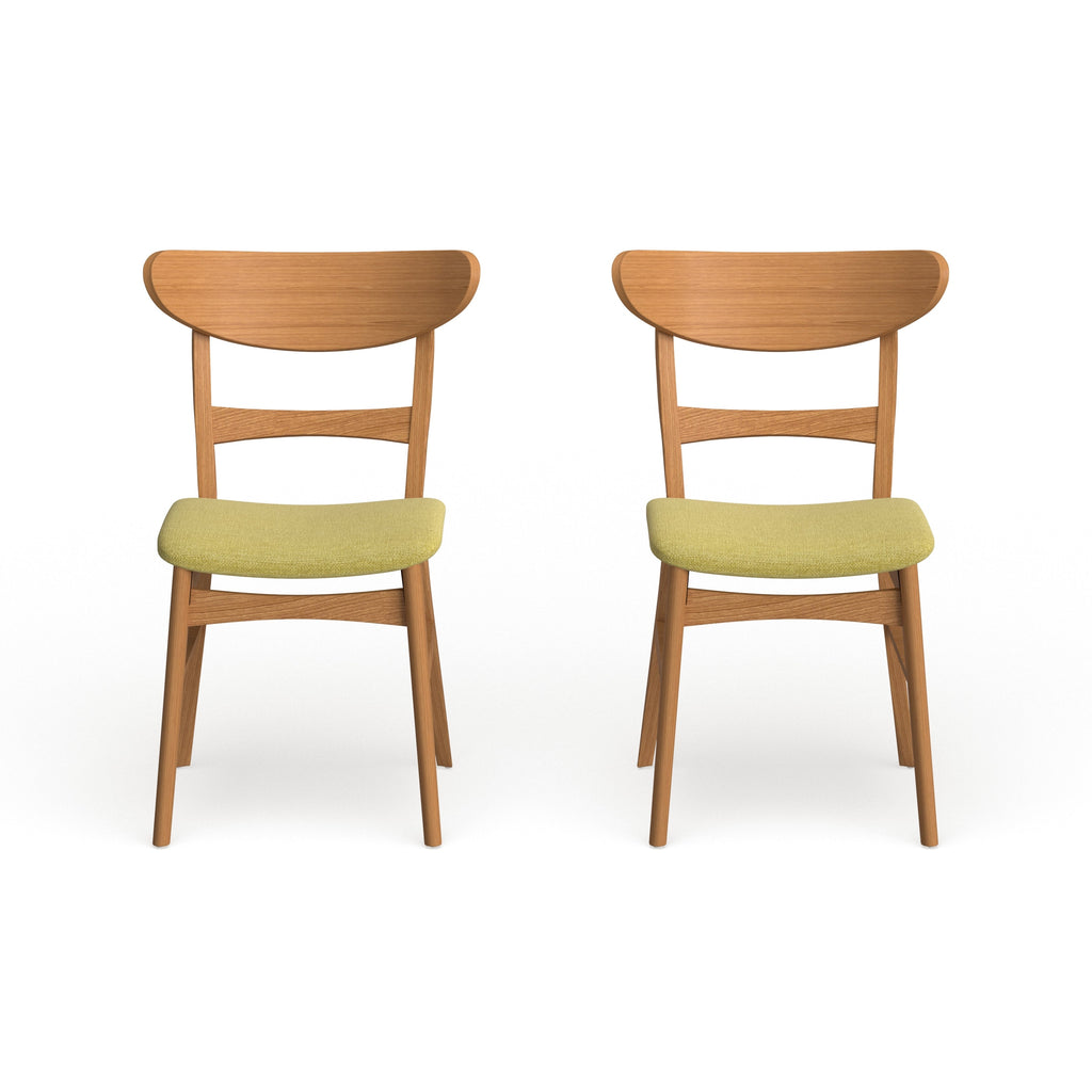 Abrielle Mid-Century Modern Upholstered Rubberwood Dining Chair (Set of 2) by Christopher Knight Home