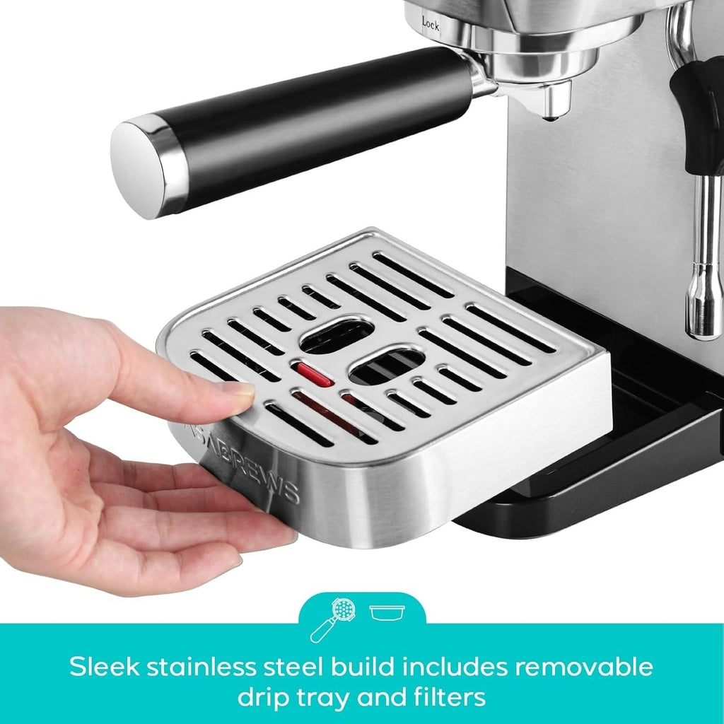 Casabrews 3700E 20 Bar Professional Espresso Machine with Milk Frother - N/A