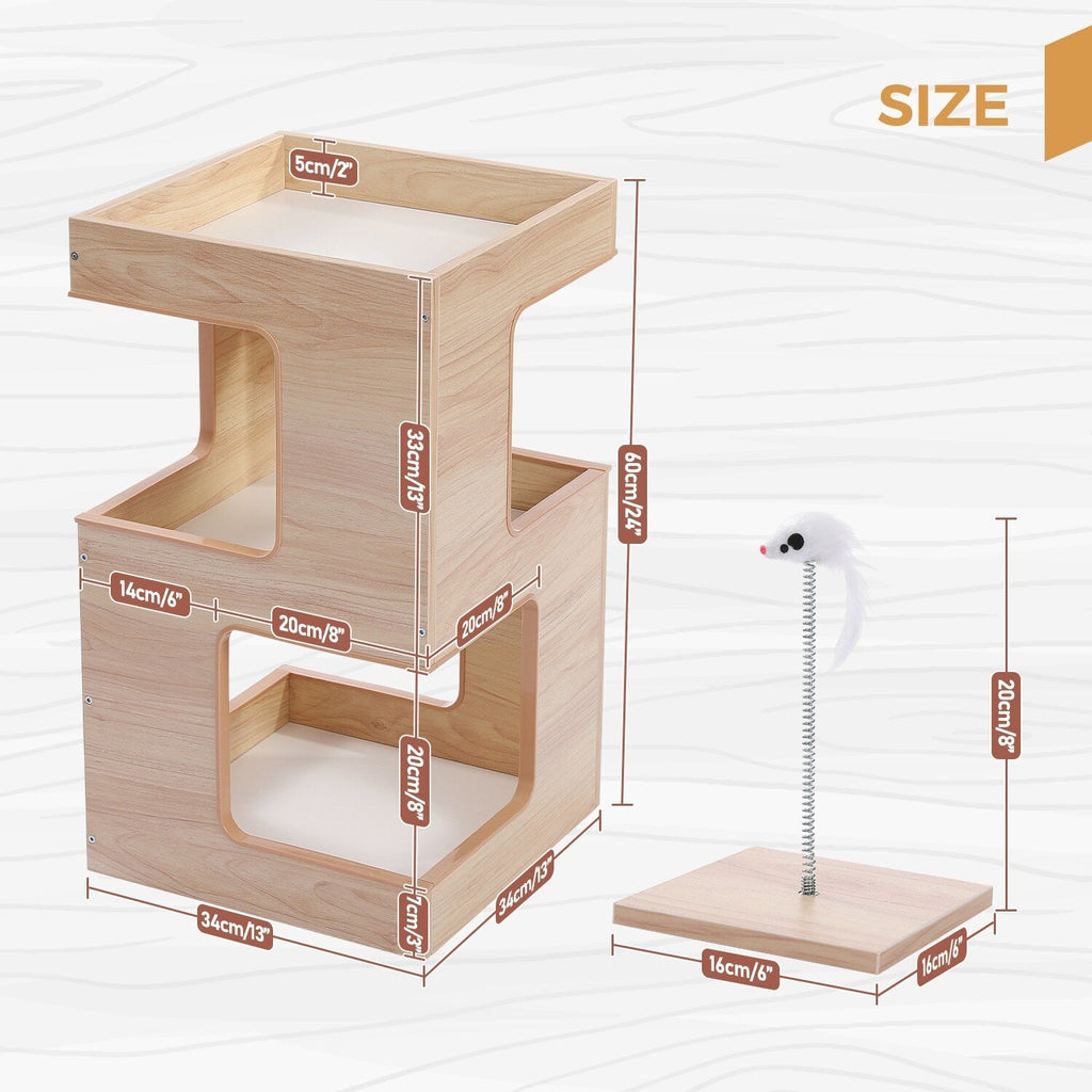 Cat House Cat Bed,Cat Tree with Scratching Pad and Removable Mats