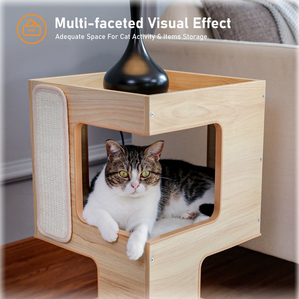 Cat House Cat Bed,Cat Tree with Scratching Pad and Removable Mats