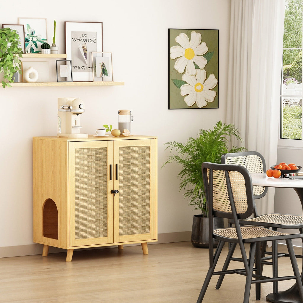 Cat Litter Box Enclosure Cat House Side Table Door Cabinet Bookcase