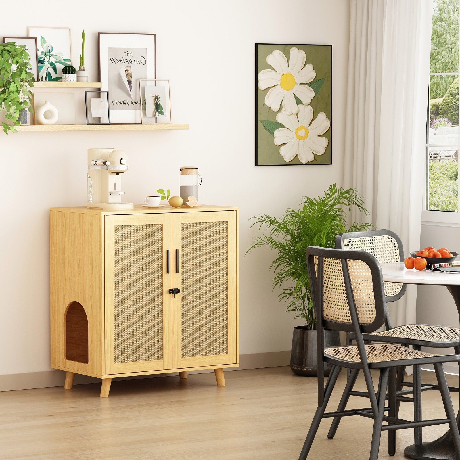 Cat Litter Box Enclosure Cat House Side Table Door Cabinet Bookcase