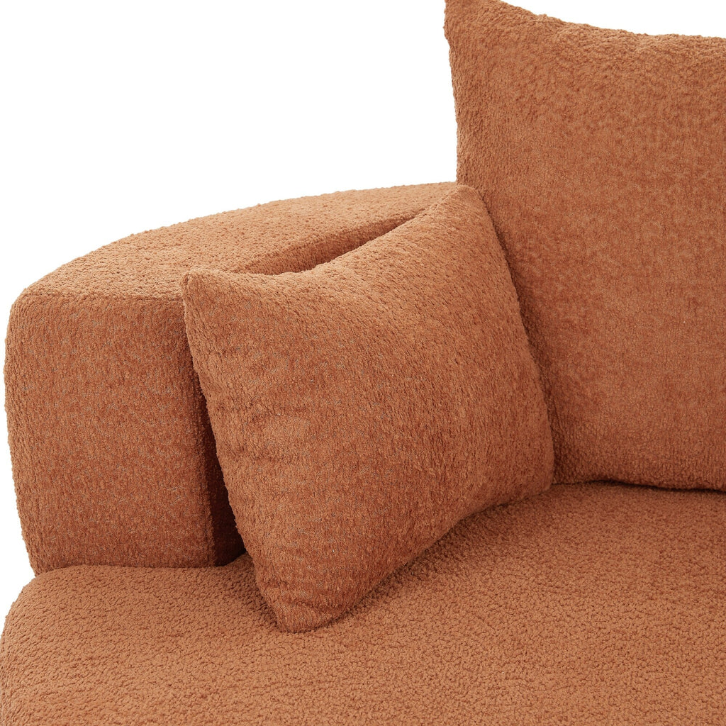 Chenille Accent Barrel Chair Lounge Chair, Round Sofa Chair Armchair with 360-Degree Swivel Base and 3 Removable Pillows