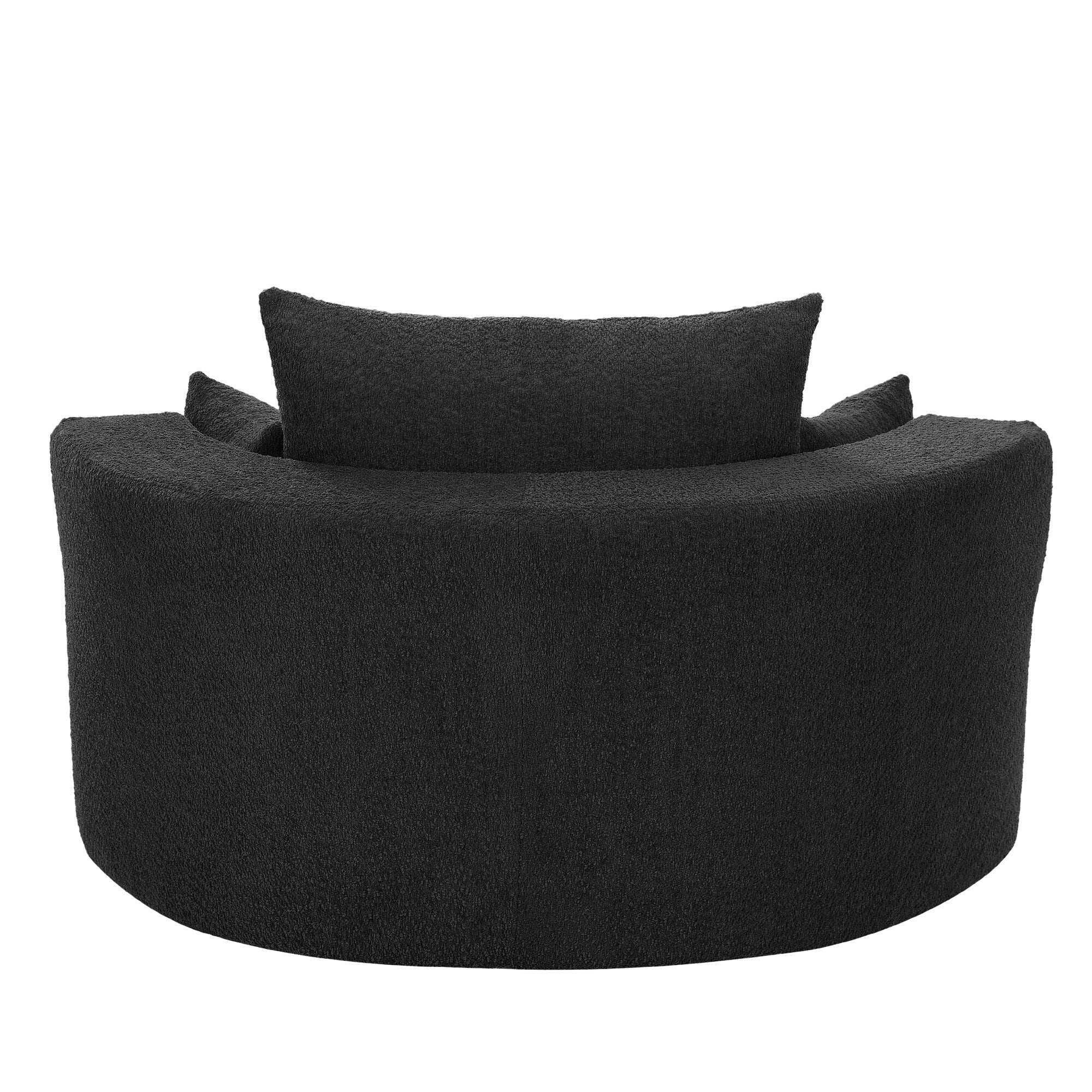 Chenille Accent Barrel Chair Lounge Chair, Round Sofa Chair Armchair with 360-Degree Swivel Base and 3 Removable Pillows