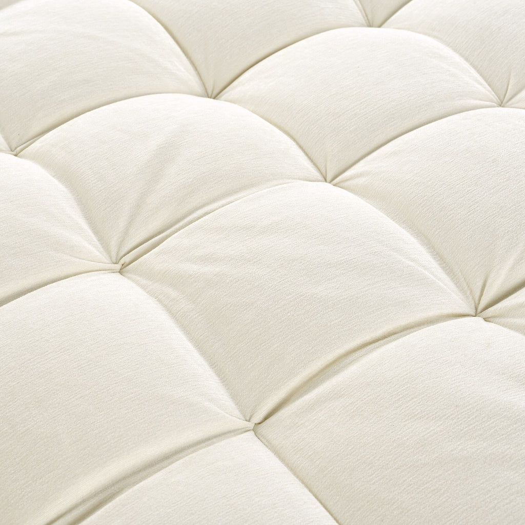 Chenille Chaise Lounge Sofa Bed, Upholstered Sofa Couch with Tufted Backrest and 2 Detachable Pillows for Living Room