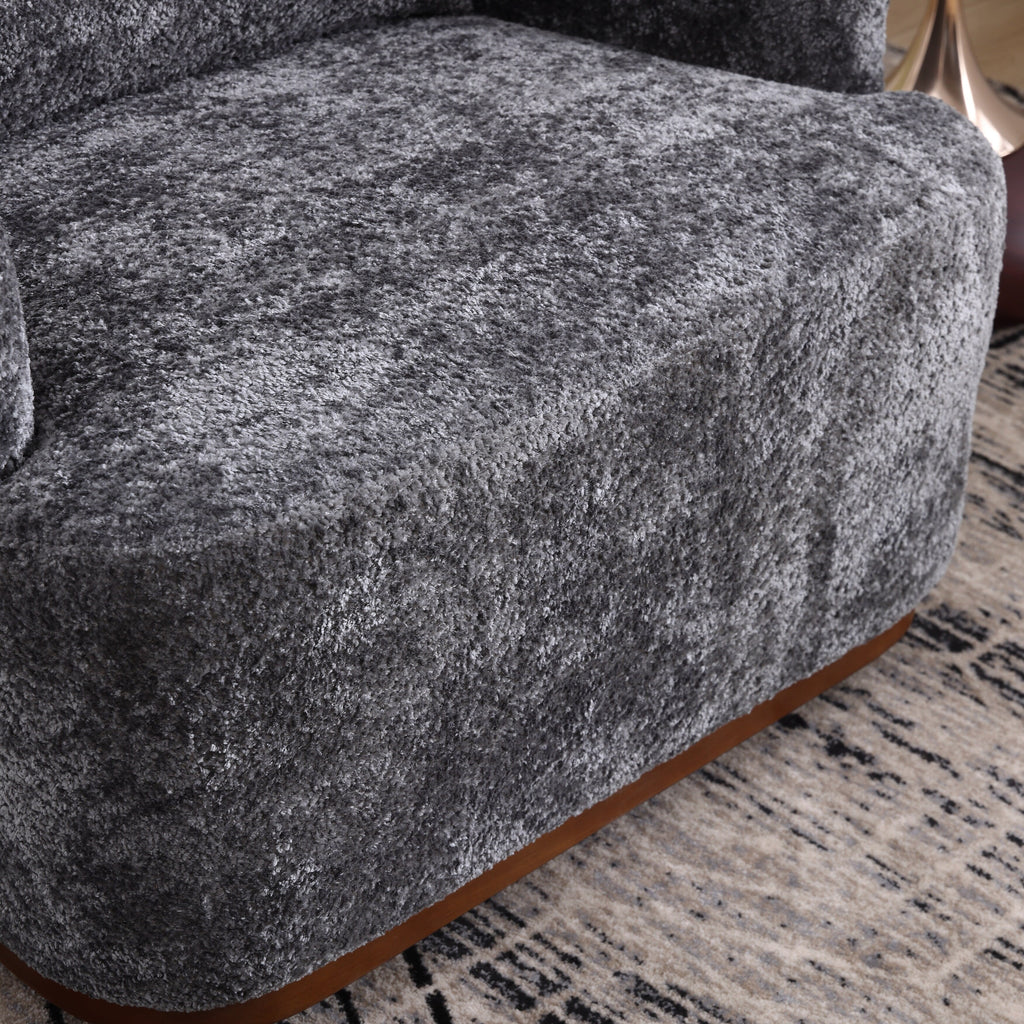 Chenille Swivel Barrel Chair, 360-Degree Comfy Accent Sofa for Living Room, Bedroom, and Study with Removable Cushion
