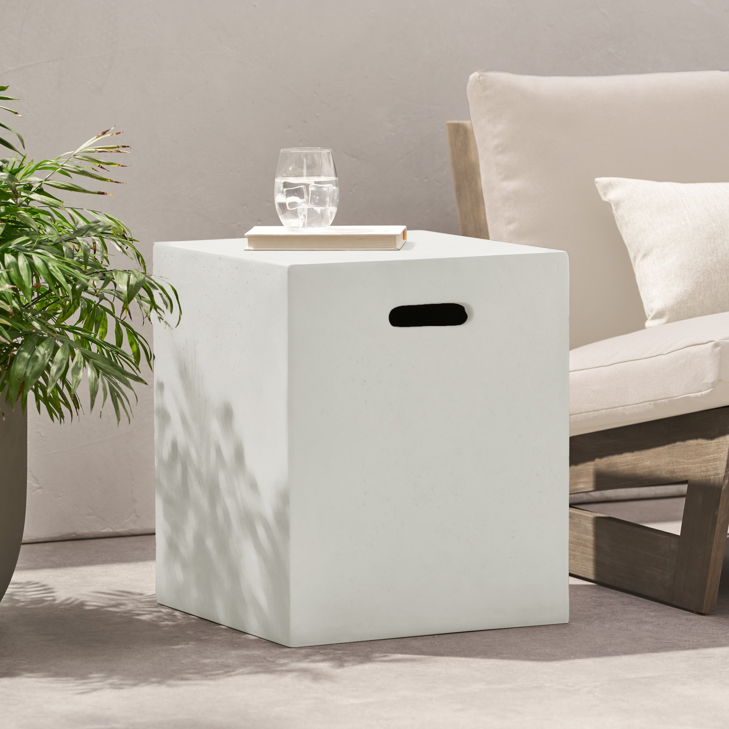 Christopher Knight Home - Aidan Outdoor Lightweight Concrete Tank Holder Side Table