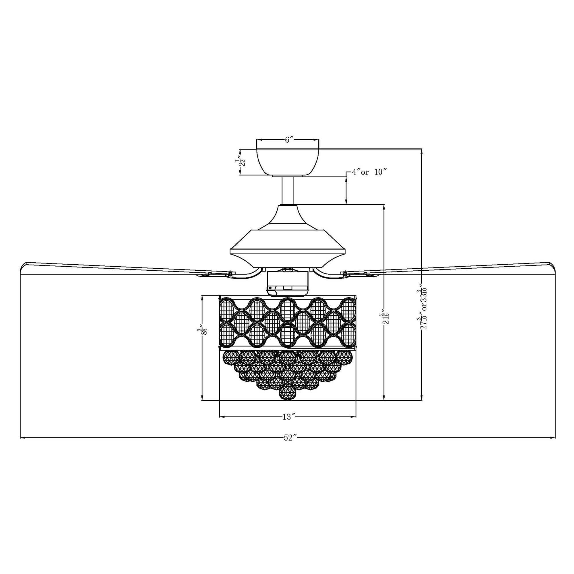 Chrome/ Crystal 4-light Chandelier/ Ceiling Fan with Remote