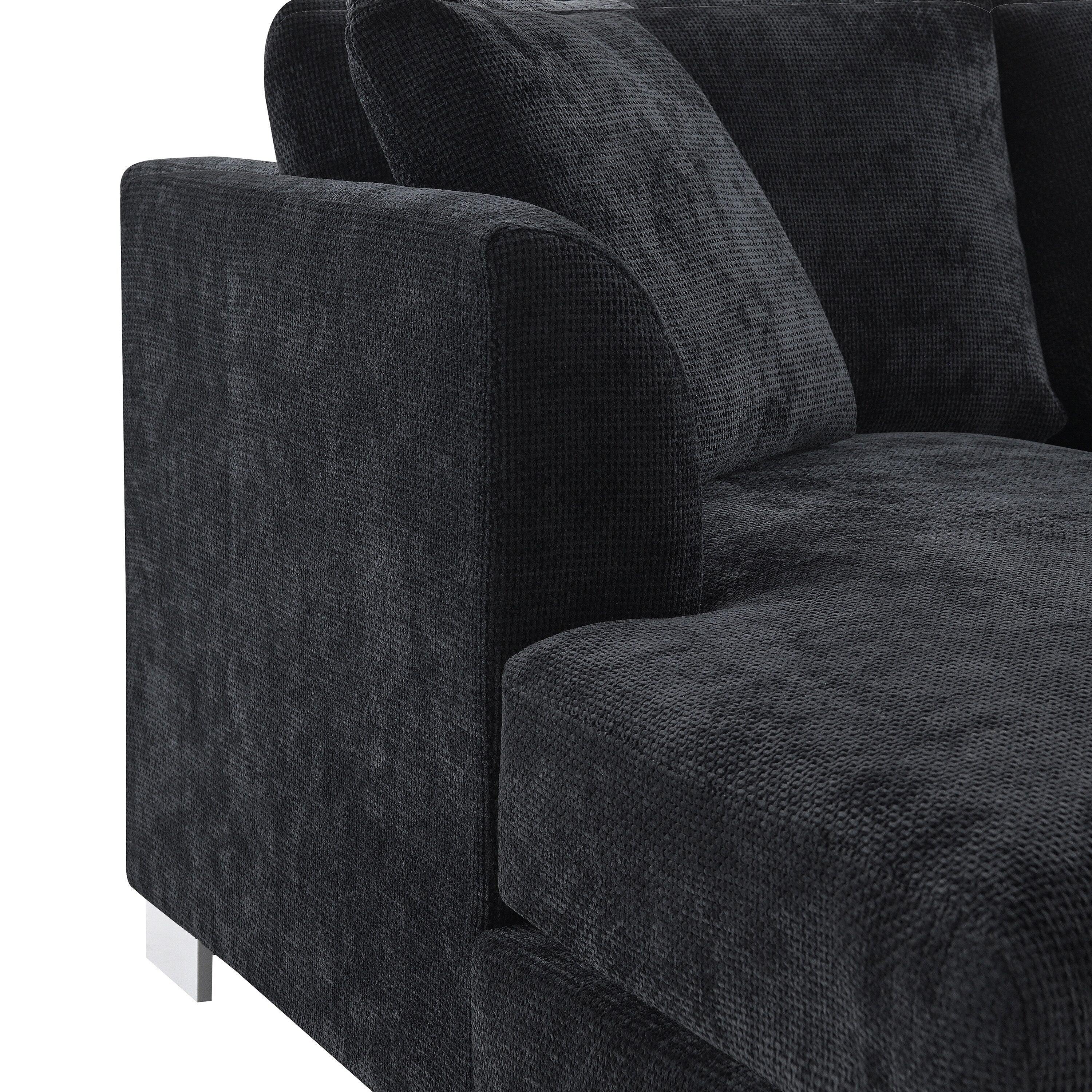 Cloud Sectional Sofa,L-Shaped Luxury Couch Set With 2 Free Pillows,4-Seat Chenille Indoor Furniture With Oversized Chaise
