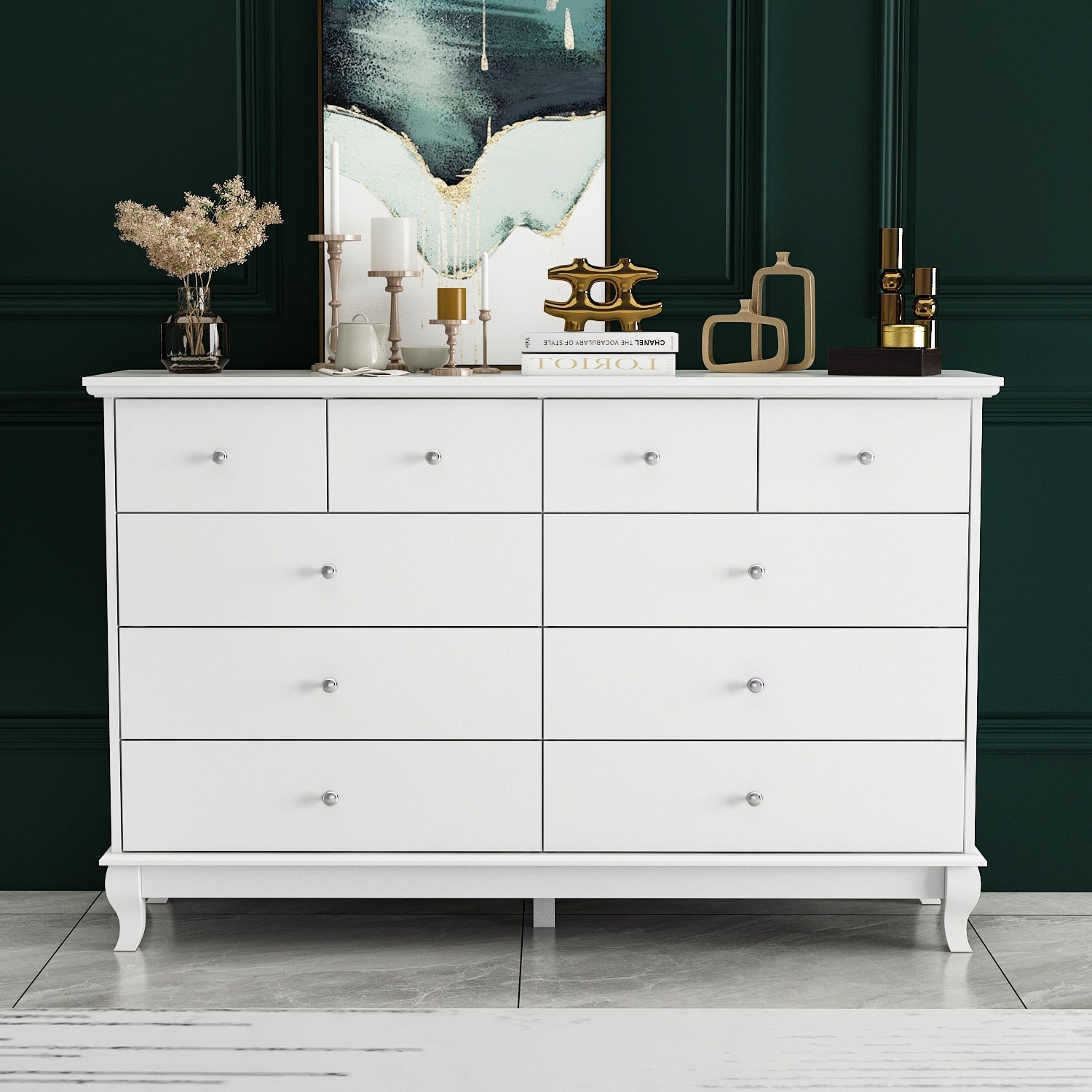 55.1 Wide Double Bedroom Dresser with Storage Drawers