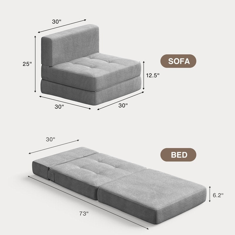 3 in 1 Convertible Flip Chair, Fold Down Chair, Flip Out Lounger Sleeper Bed