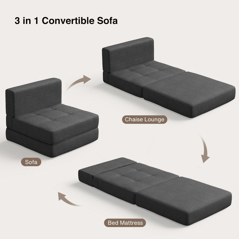 3 in 1 Convertible Flip Chair, Fold Down Chair, Flip Out Lounger Sleeper Bed