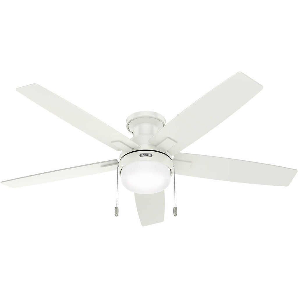 Hunter 52 Anisten Low Profile Ceiling Fan with LED Light and Pull Chain - Modern, Contemporary, Transitional