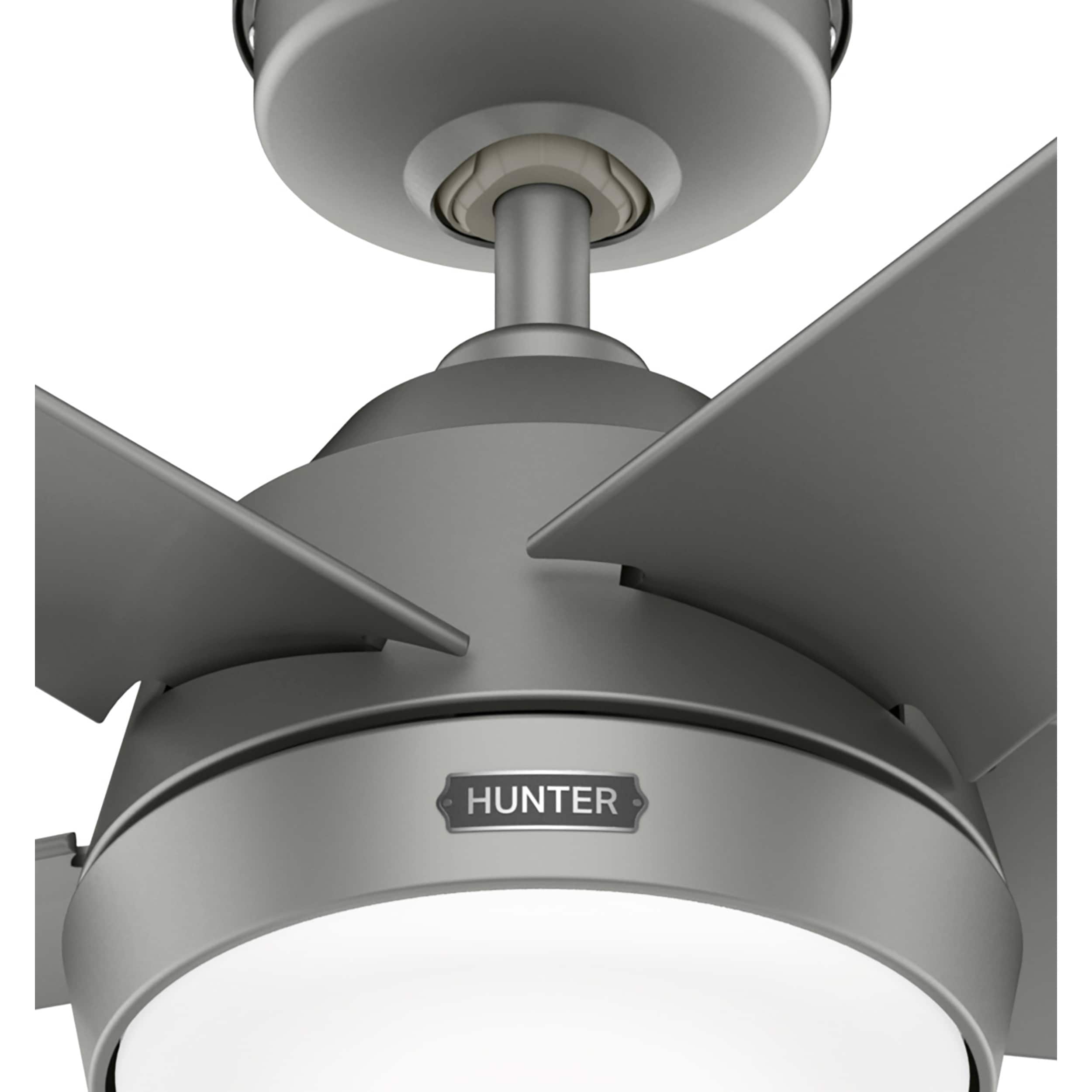 Hunter 52 Skyflow Outdoor Ceiling Fan w/ LED Light Kit, Wall Control - Coastal Modern Contemporary - WeatherMax - WET-RATED!