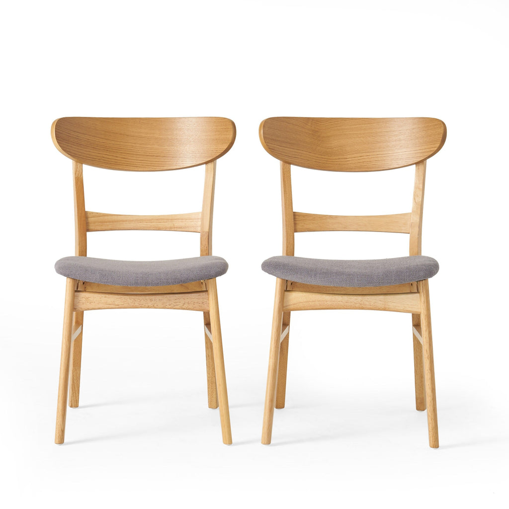 Abrielle Mid-Century Modern Upholstered Rubberwood Dining Chair (Set of 2) by Christopher Knight Home