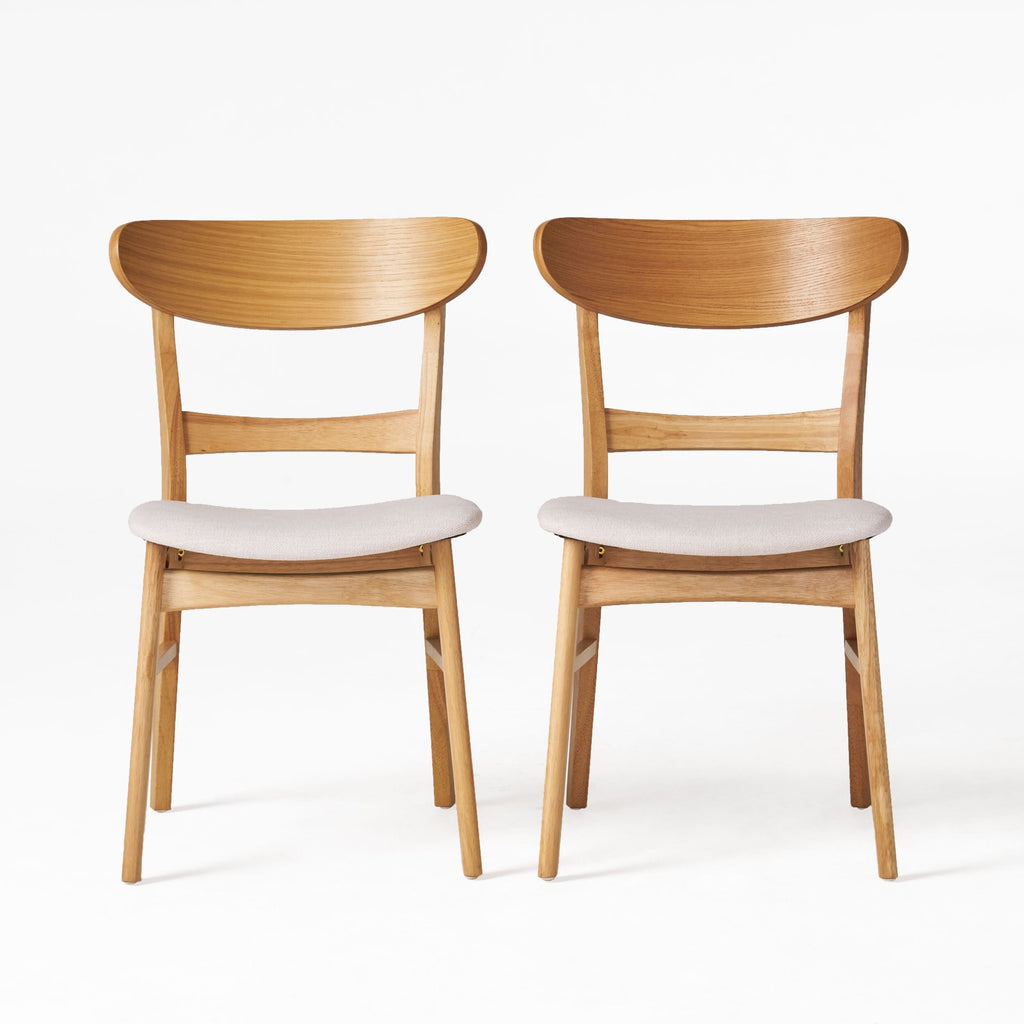 Abrielle Mid-Century Modern Upholstered Rubberwood Dining Chair (Set of 2) by Christopher Knight Home