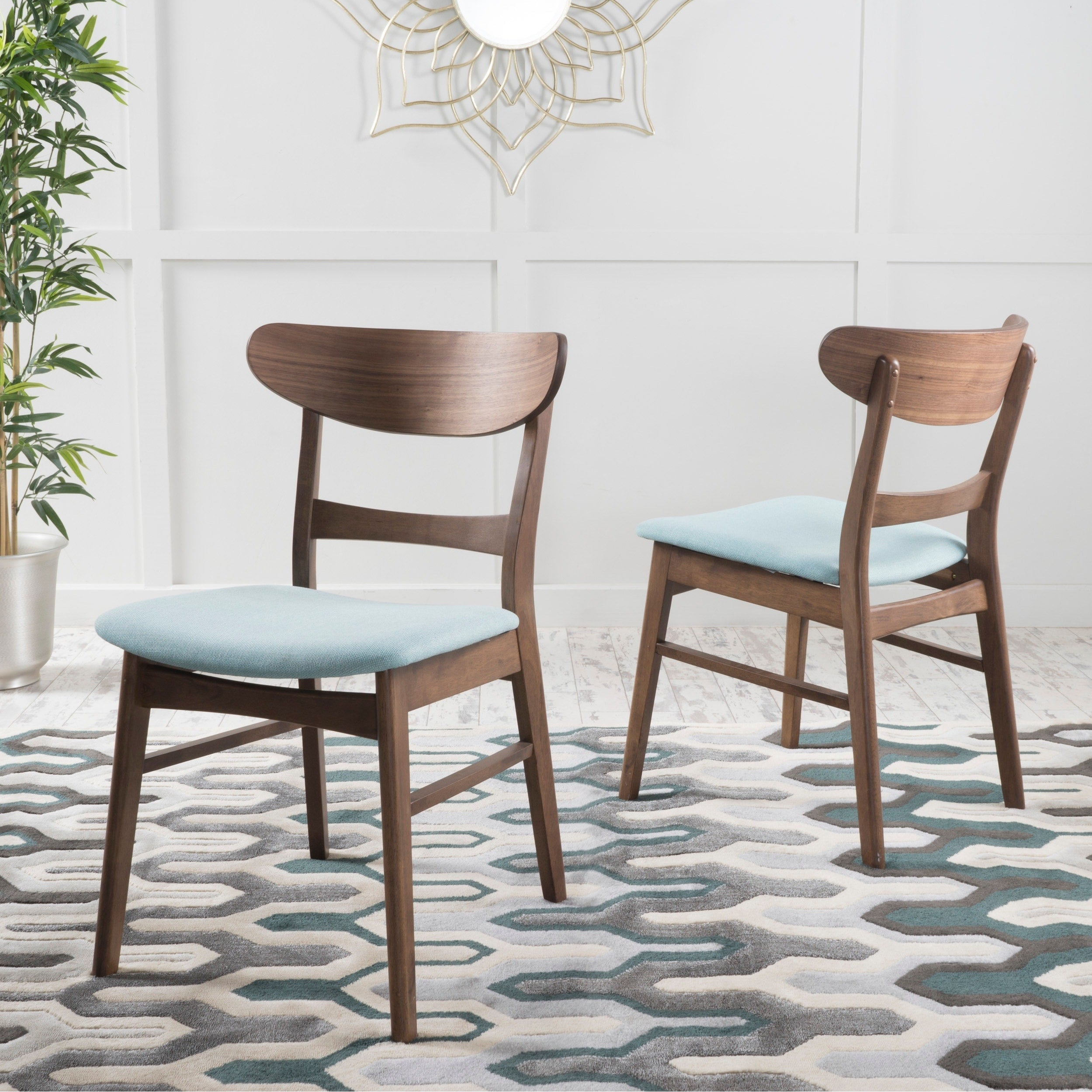 Abrielle Mid-Century Modern Upholstered Rubberwood Dining Chair (Set of 2) by Christopher Knight Home