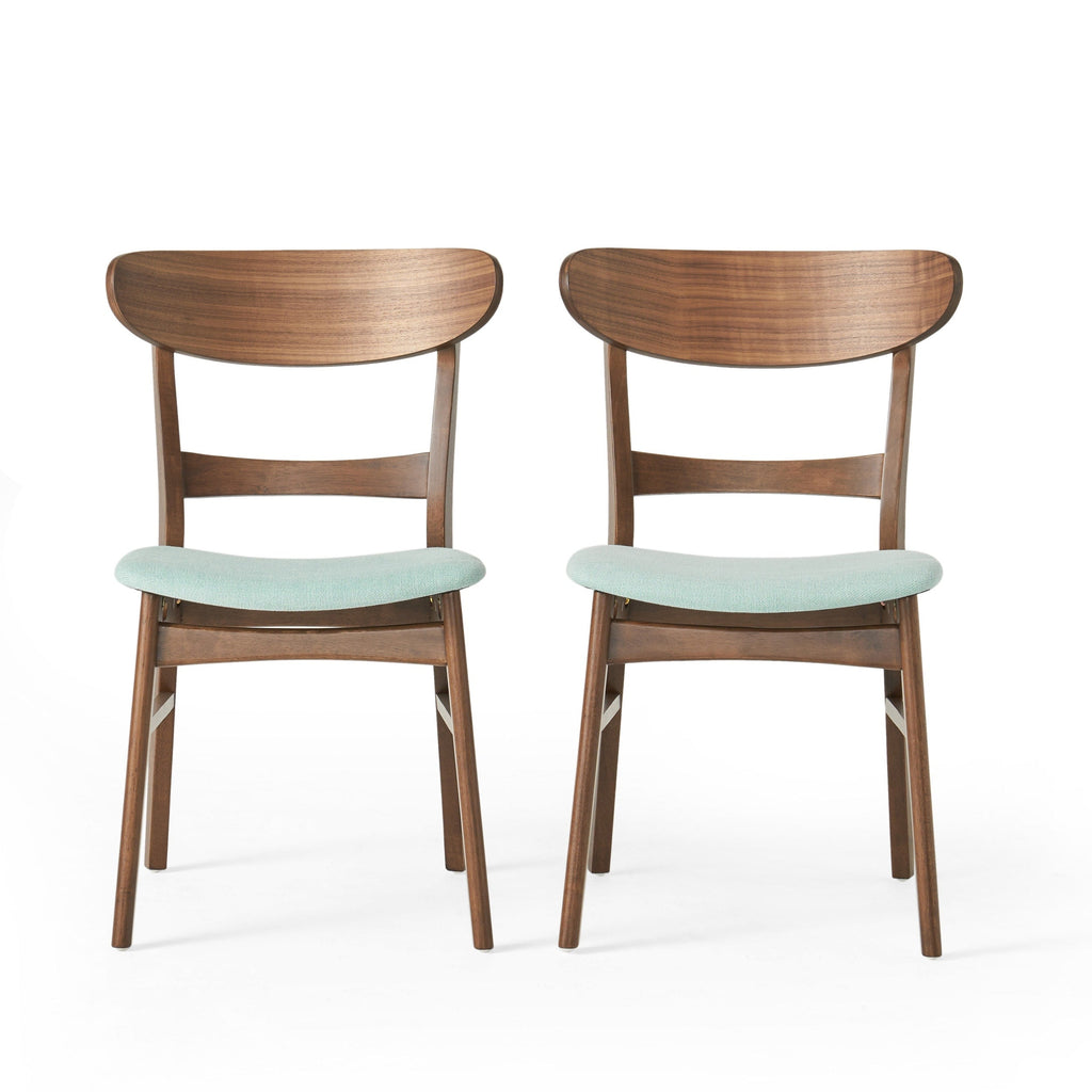 Abrielle Mid-Century Modern Upholstered Rubberwood Dining Chair (Set of 2) by Christopher Knight Home