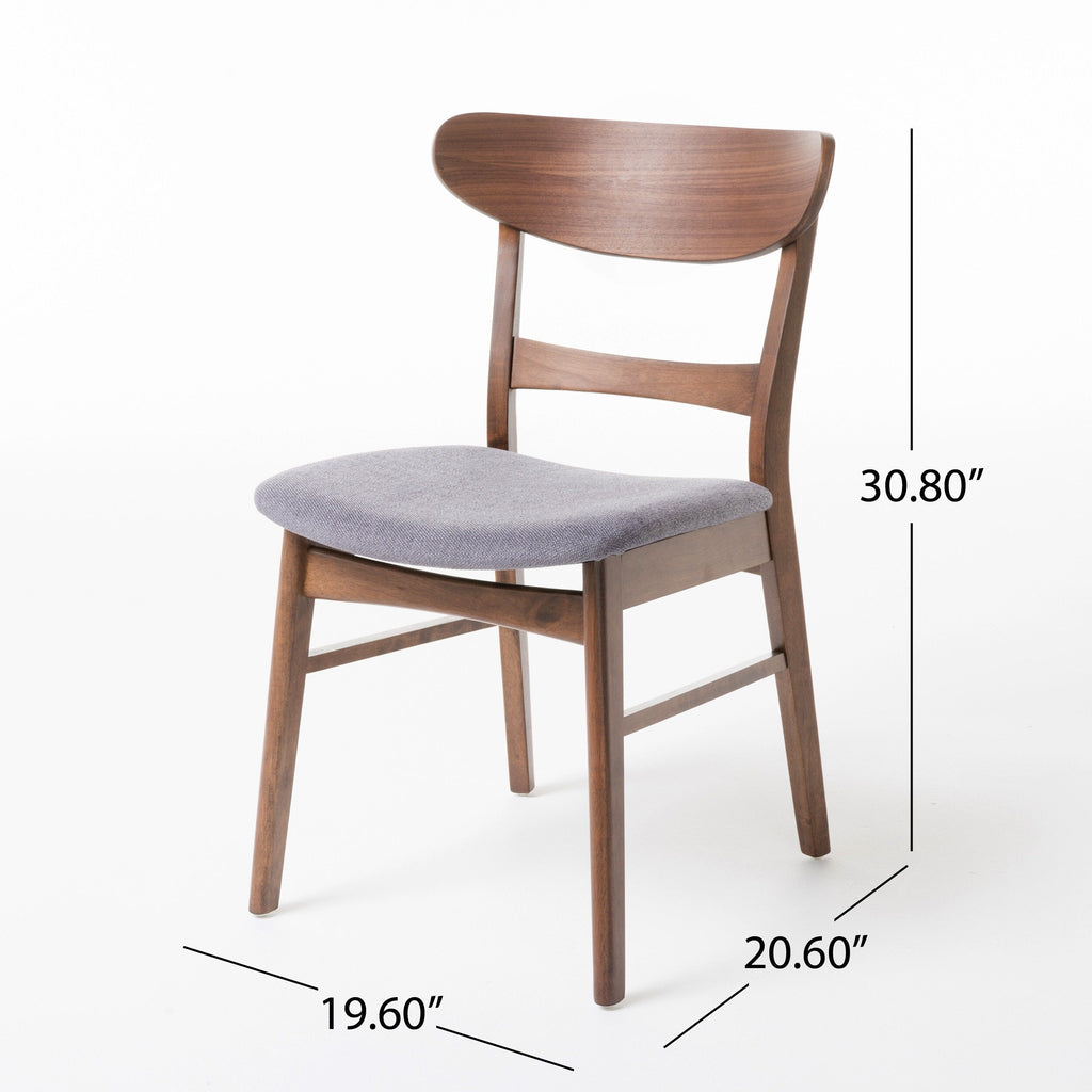 Abrielle Mid-Century Modern Upholstered Rubberwood Dining Chair (Set of 2) by Christopher Knight Home