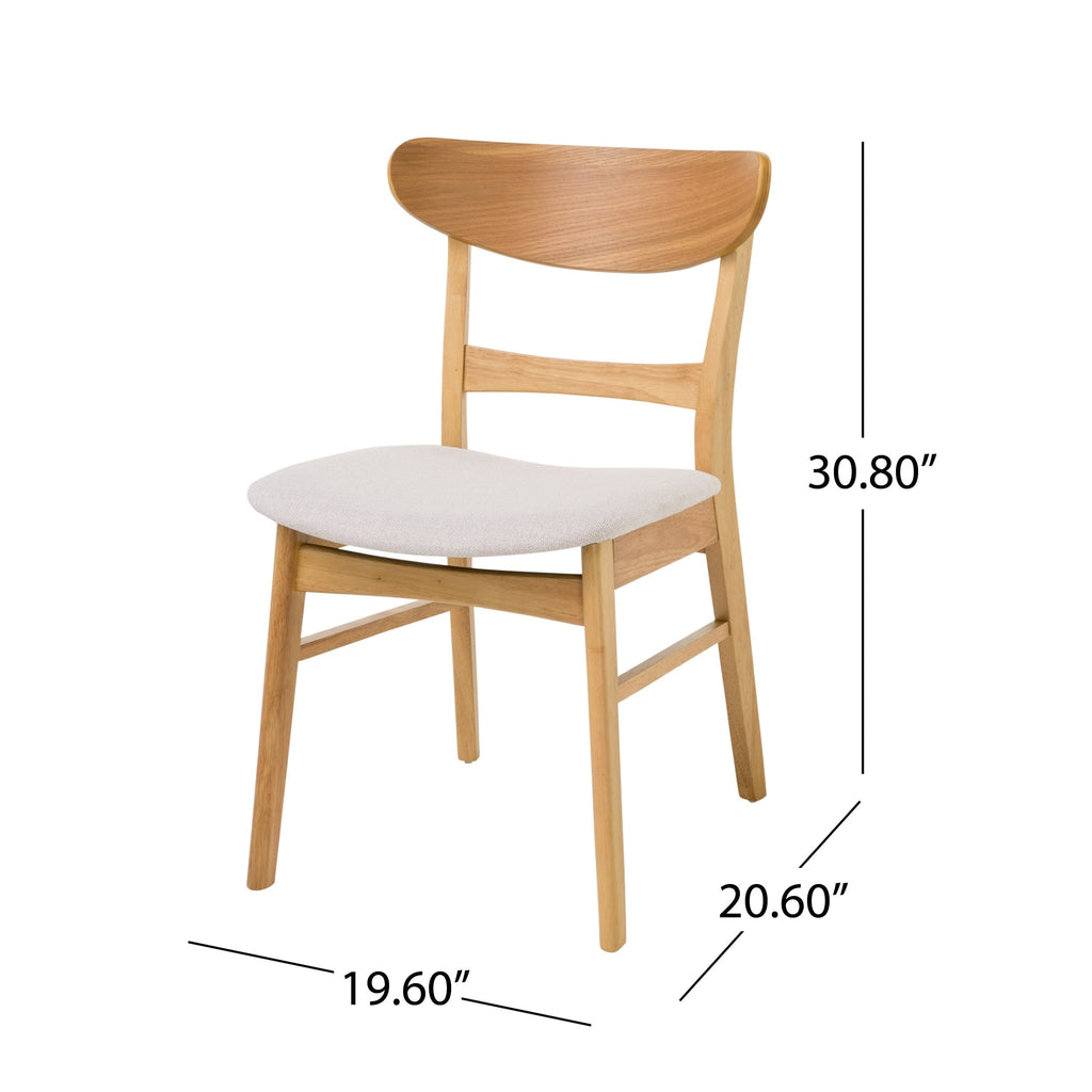 Abrielle Mid-Century Modern Upholstered Rubberwood Dining Chair (Set of 2) by Christopher Knight Home