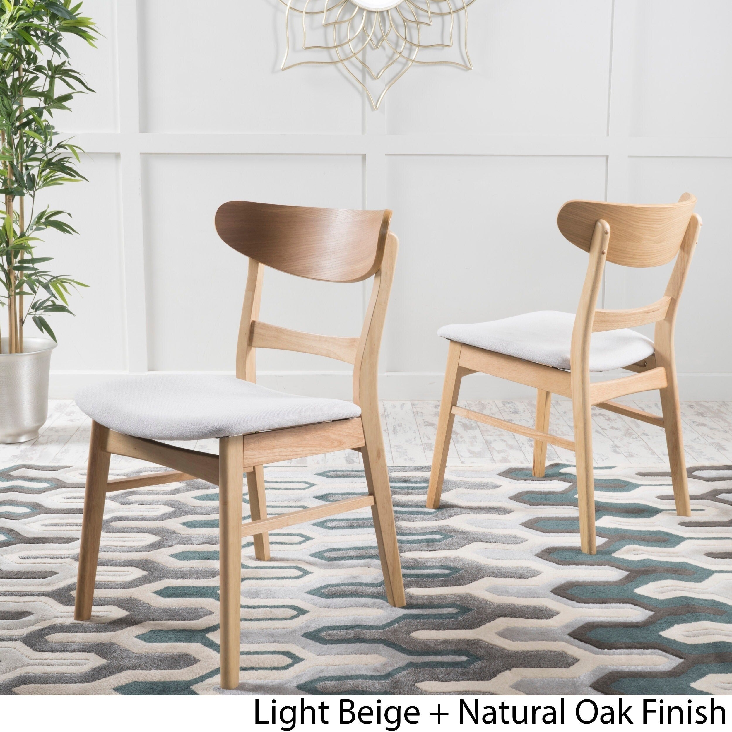 Abrielle Mid-Century Modern Upholstered Rubberwood Dining Chair (Set of 2) by Christopher Knight Home