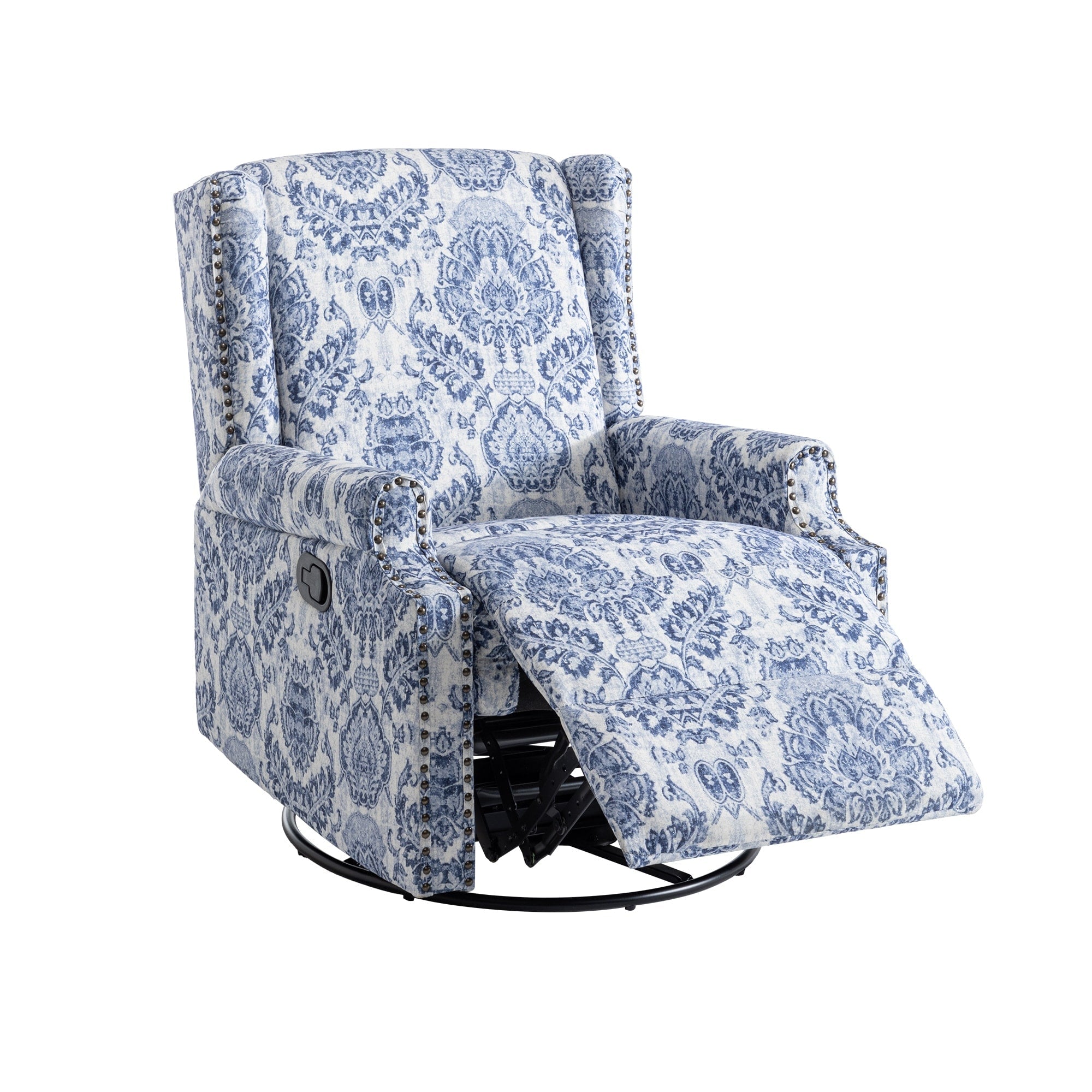29'' W Pattern Swivel Glider Manual Push Back Recliner Chair Set of 2