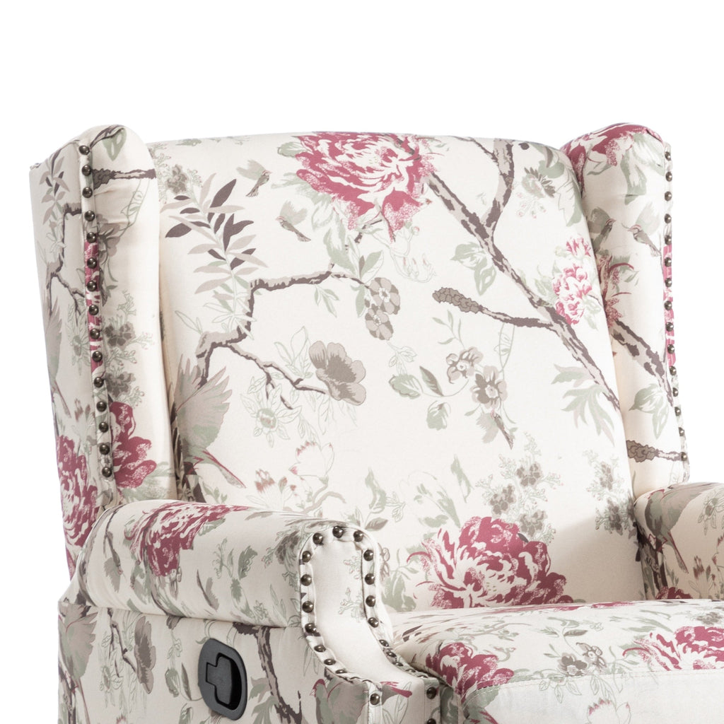 29'' W Pattern Swivel Glider Manual Push Back Recliner Chair Set of 2