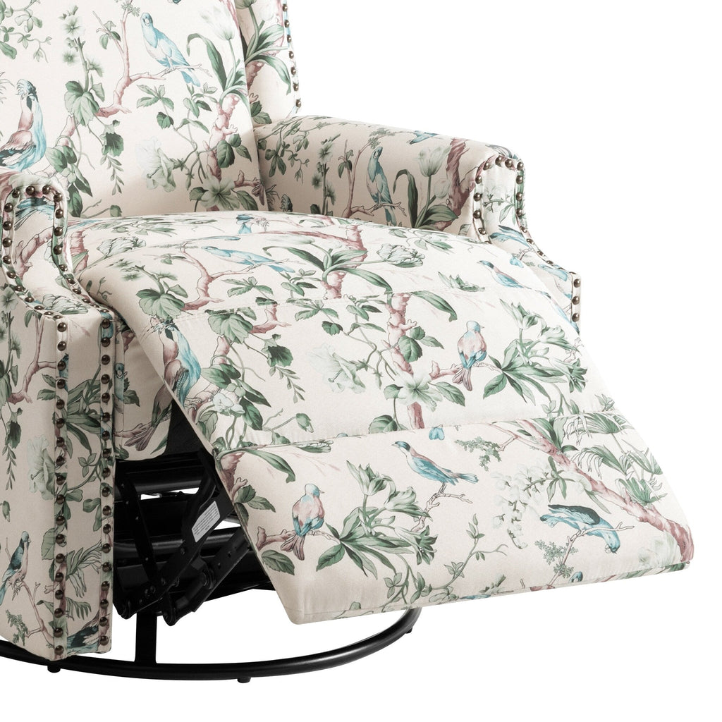 29'' W Pattern Swivel Glider Manual Push Back Recliner Chair Set of 2