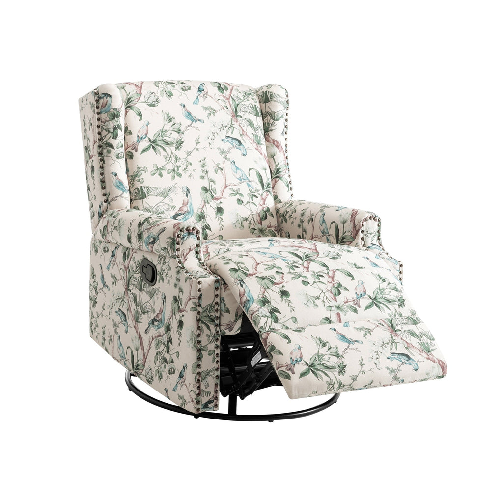 29'' W Pattern Swivel Glider Manual Push Back Recliner Chair Set of 2
