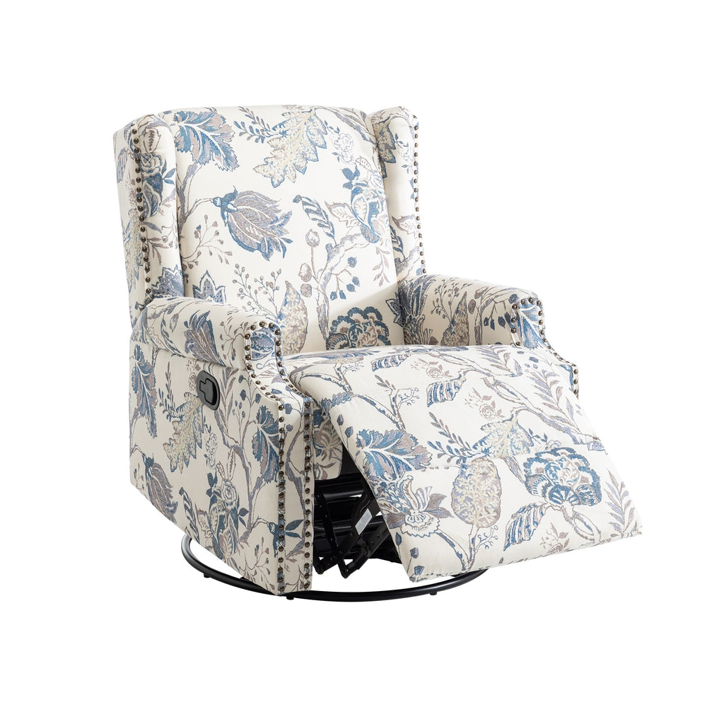 29'' W Pattern Swivel Glider Manual Push Back Recliner Chair Set of 2