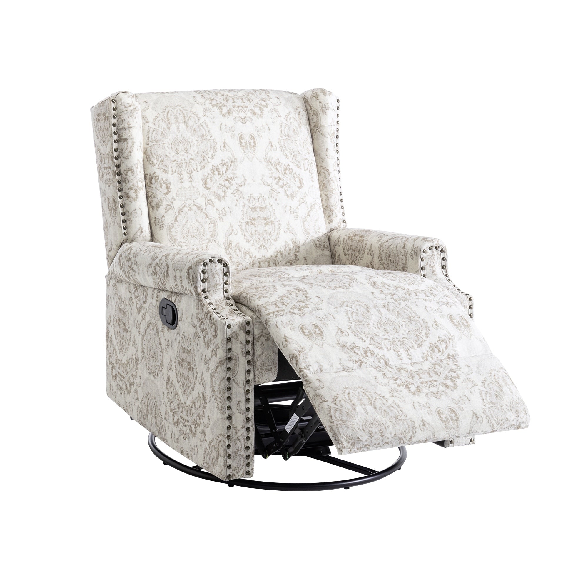 29'' W Pattern Swivel Glider Manual Push Back Recliner Chair Set of 2