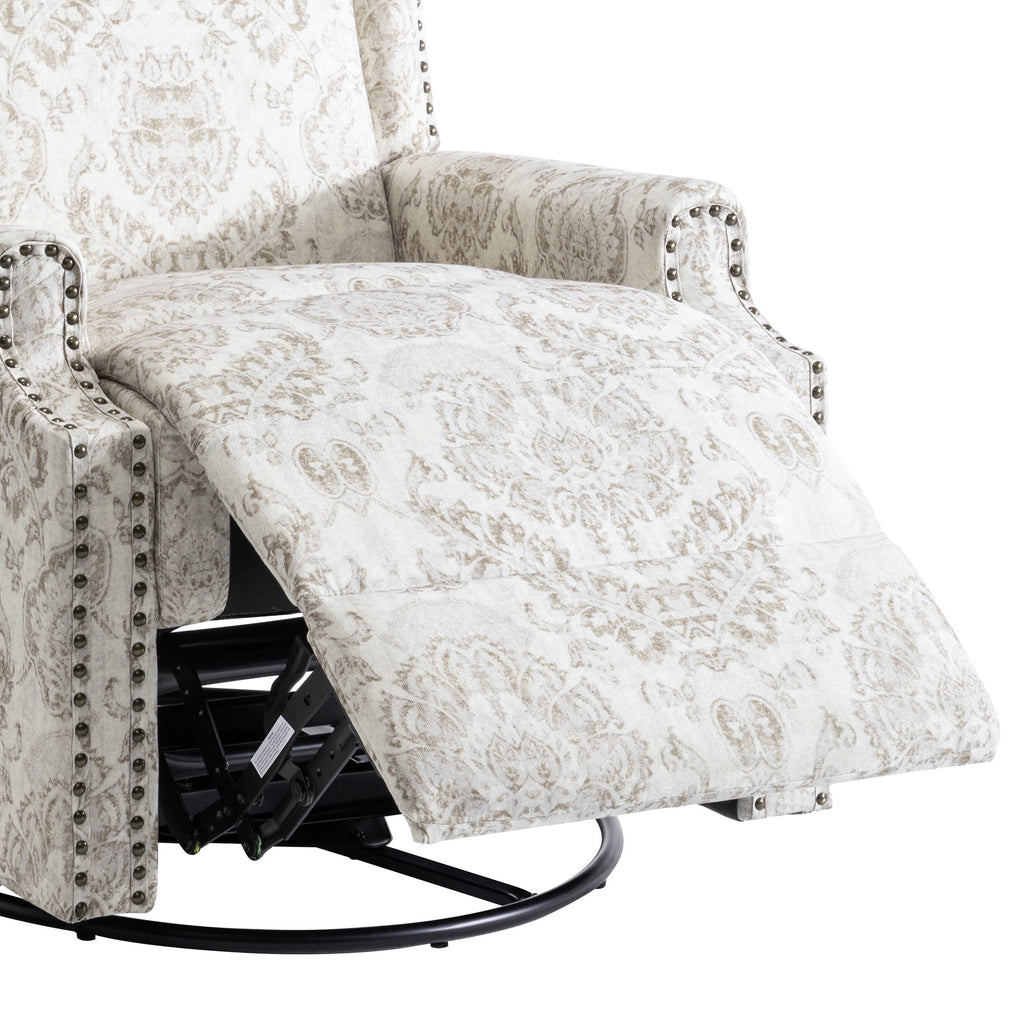 29'' W Pattern Swivel Glider Manual Push Back Recliner Chair Set of 2