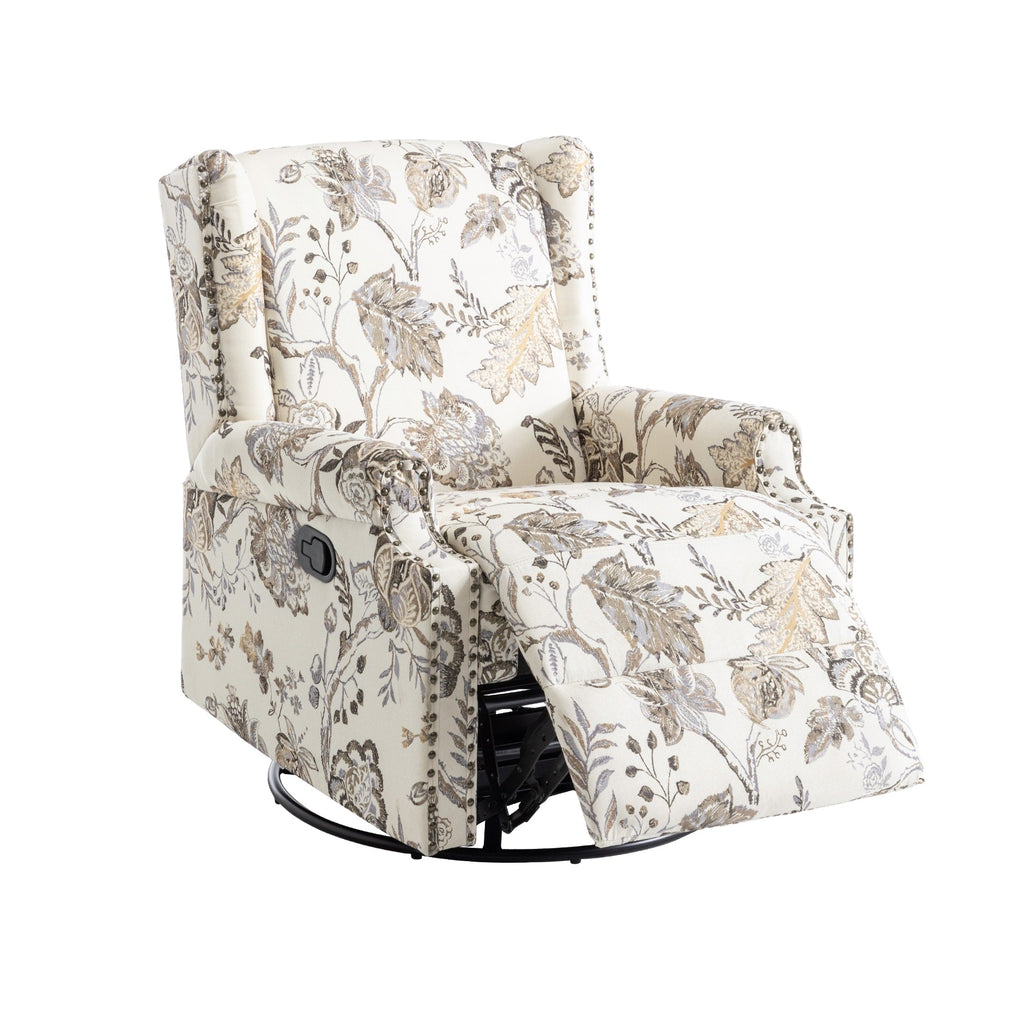 29'' W Pattern Swivel Glider Manual Push Back Recliner Chair Set of 2