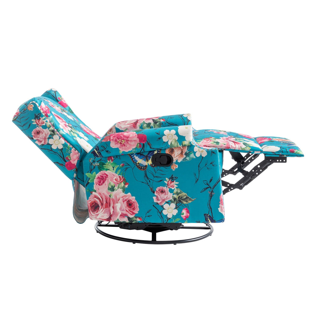 29'' W Pattern Swivel Glider Manual Push Back Recliner Chair Set of 2
