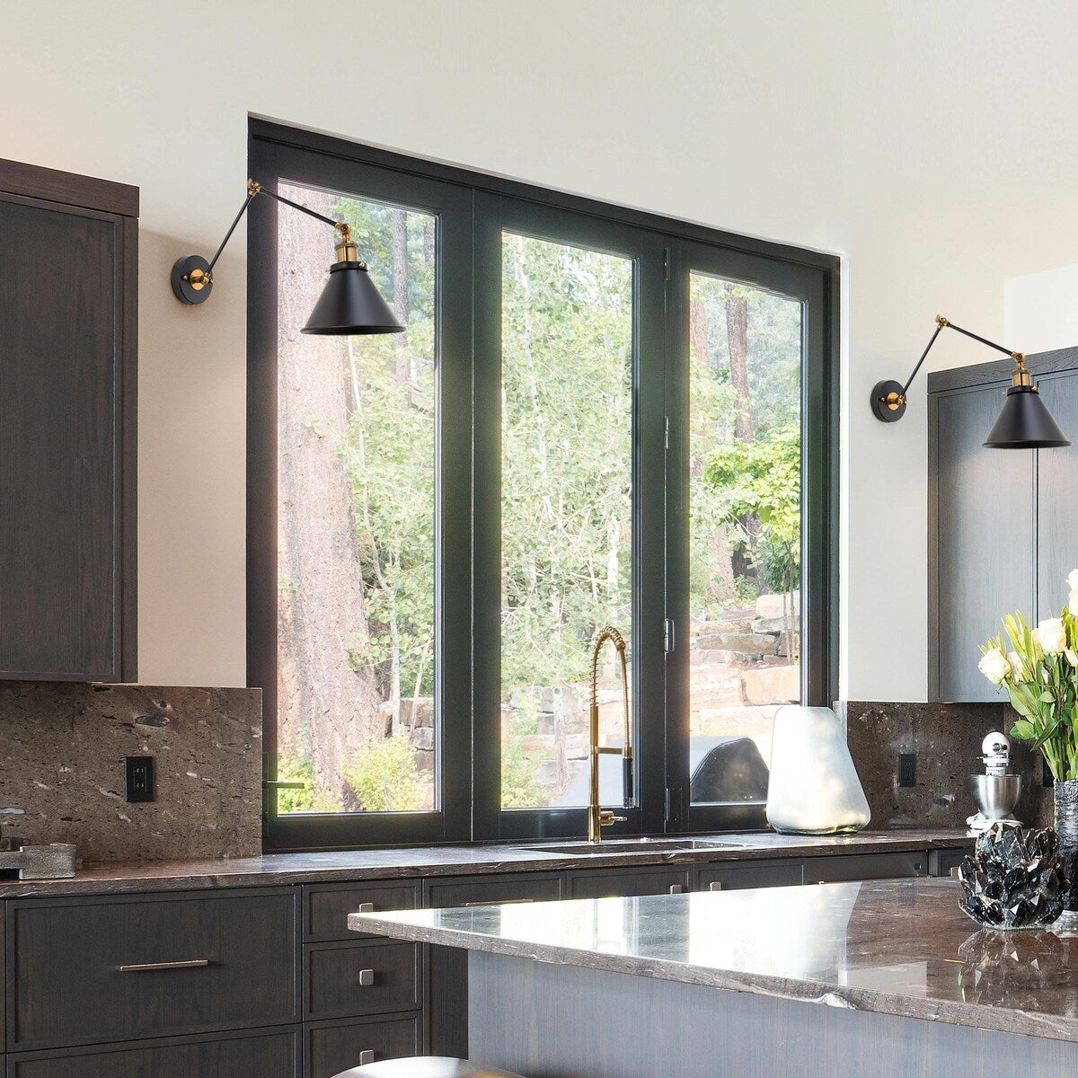 Malryn Set of 2 Modern Adjustable Swing Arm Lights Plug-in/Hardwired Wall Sconces