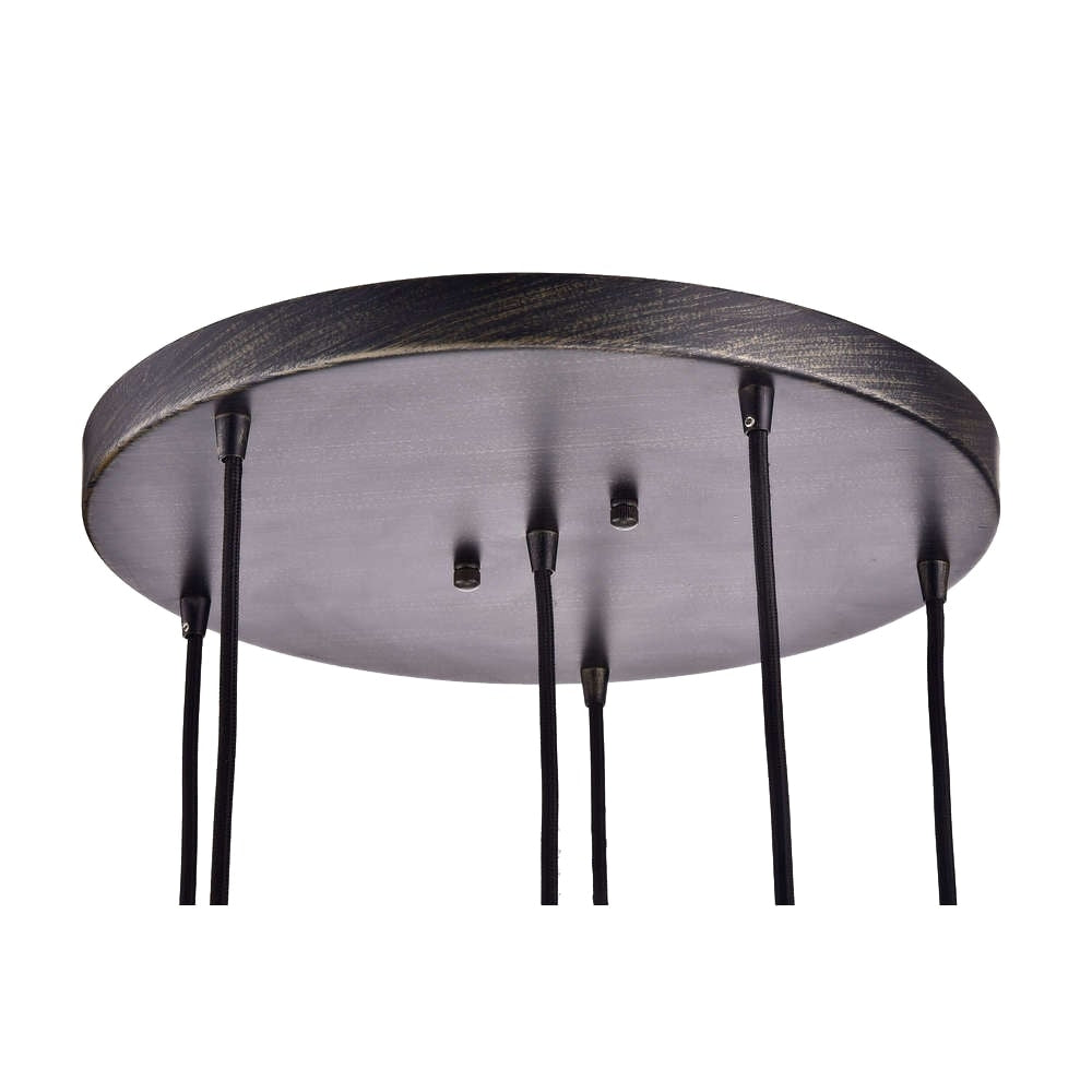 Mariana Cognac Glass Antique Black and Round Base 6-light Pendant