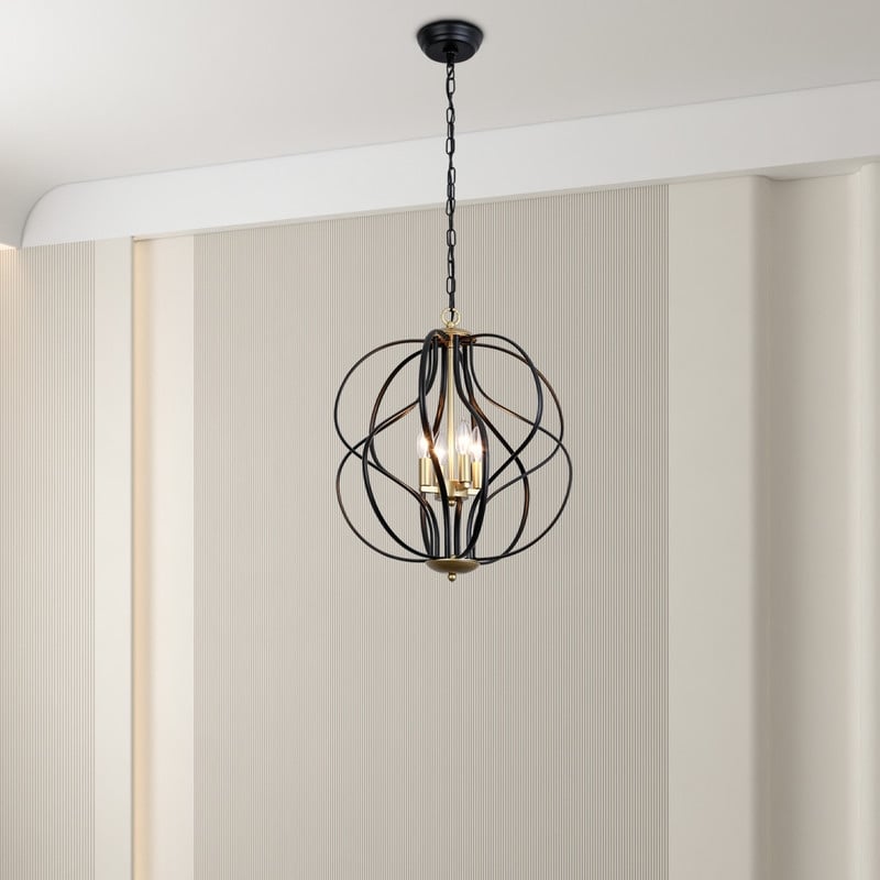 Maxax 4 - Light Unique Geometric Chandelier Wrought Iron Accents - 17.7*17.3*17.3