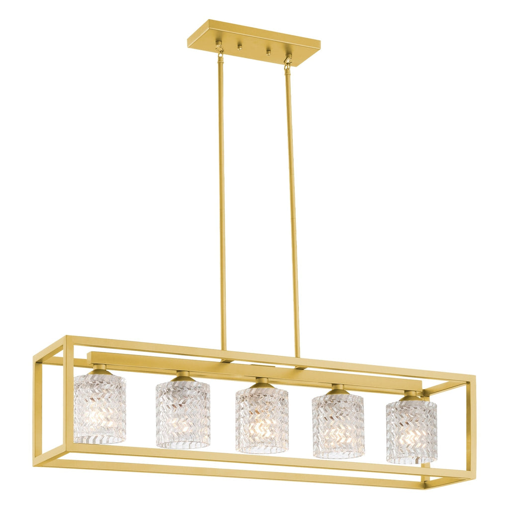 37in Mid-century Modern 5-light Crystal Rectangle Chandelier for Dining Room - 37 inches
