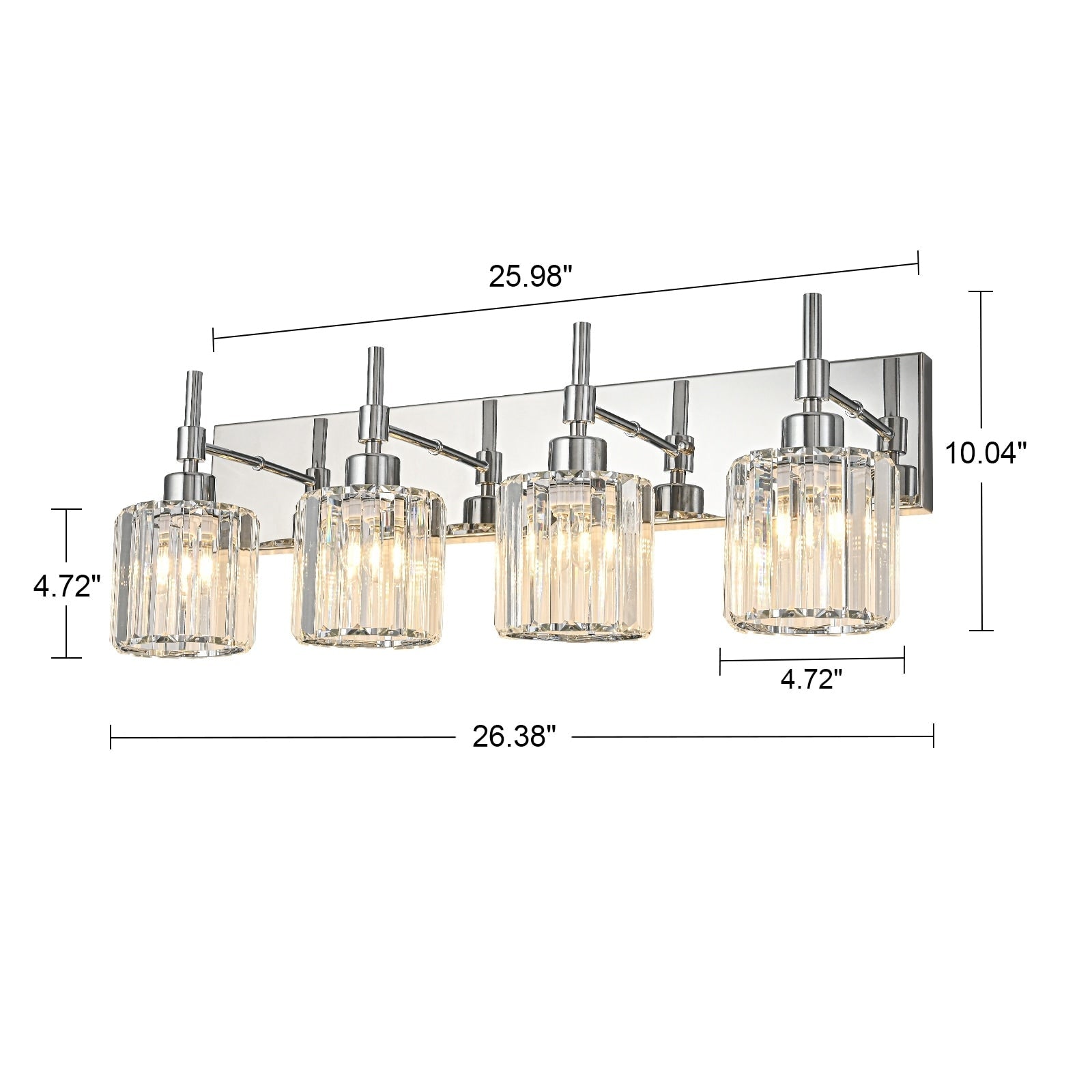Modern Dimmable Crystal Bathroom Vanity Light Wall Sconces with Crystal Shades