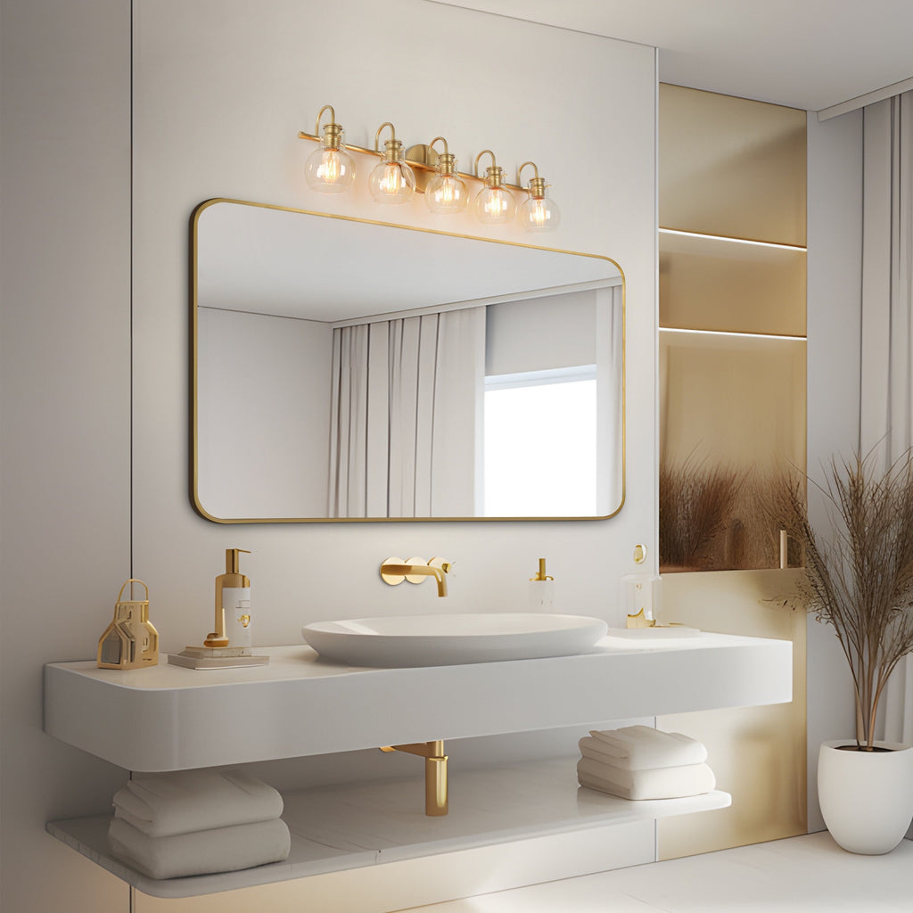 Modern Gold 3-Light Bathroom Vanity Light Orb Glass Wall Sconce