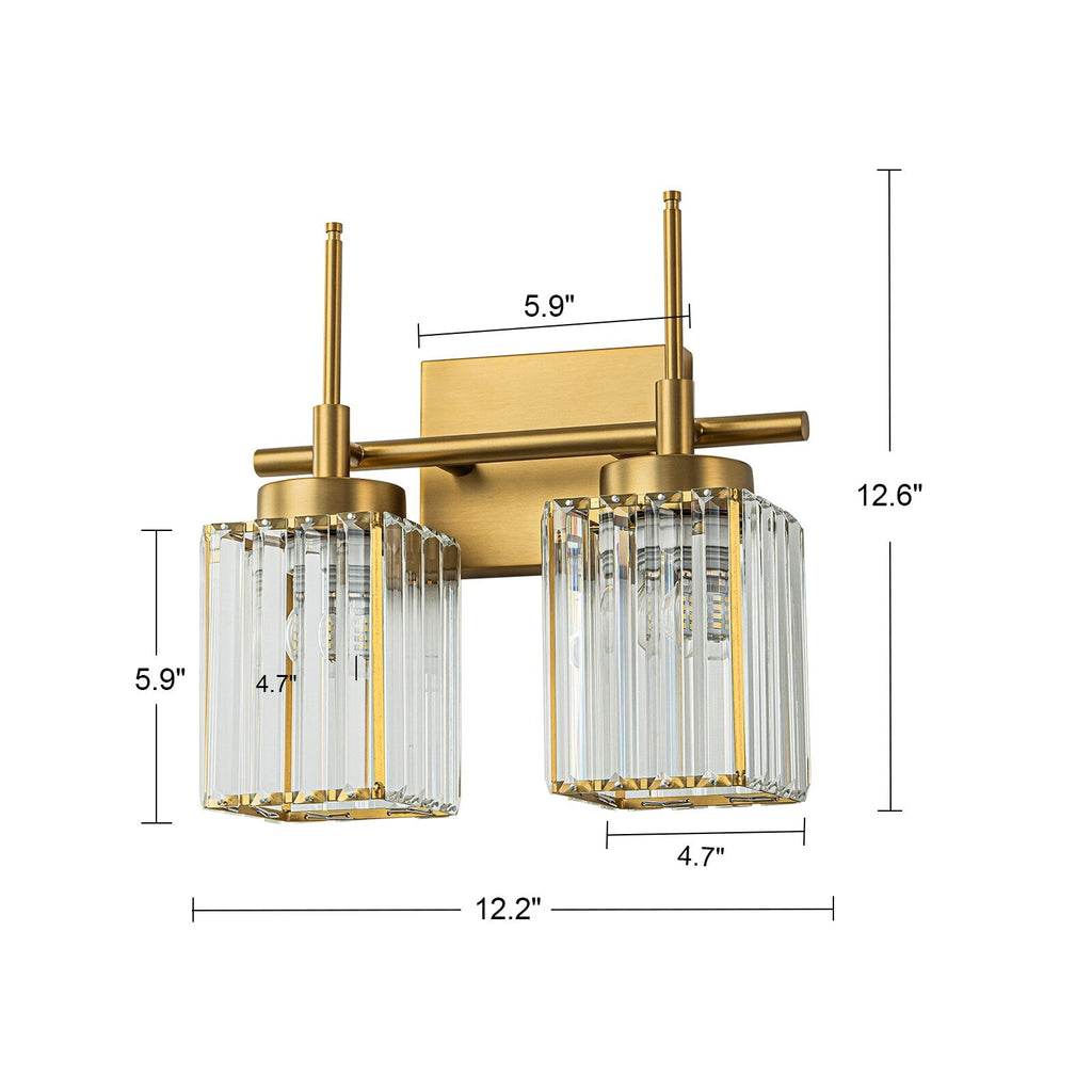 Modern Gold Dimmable Wall Light Glam Cylinder Bathroom Crystal Vanity Light Wall Sconces