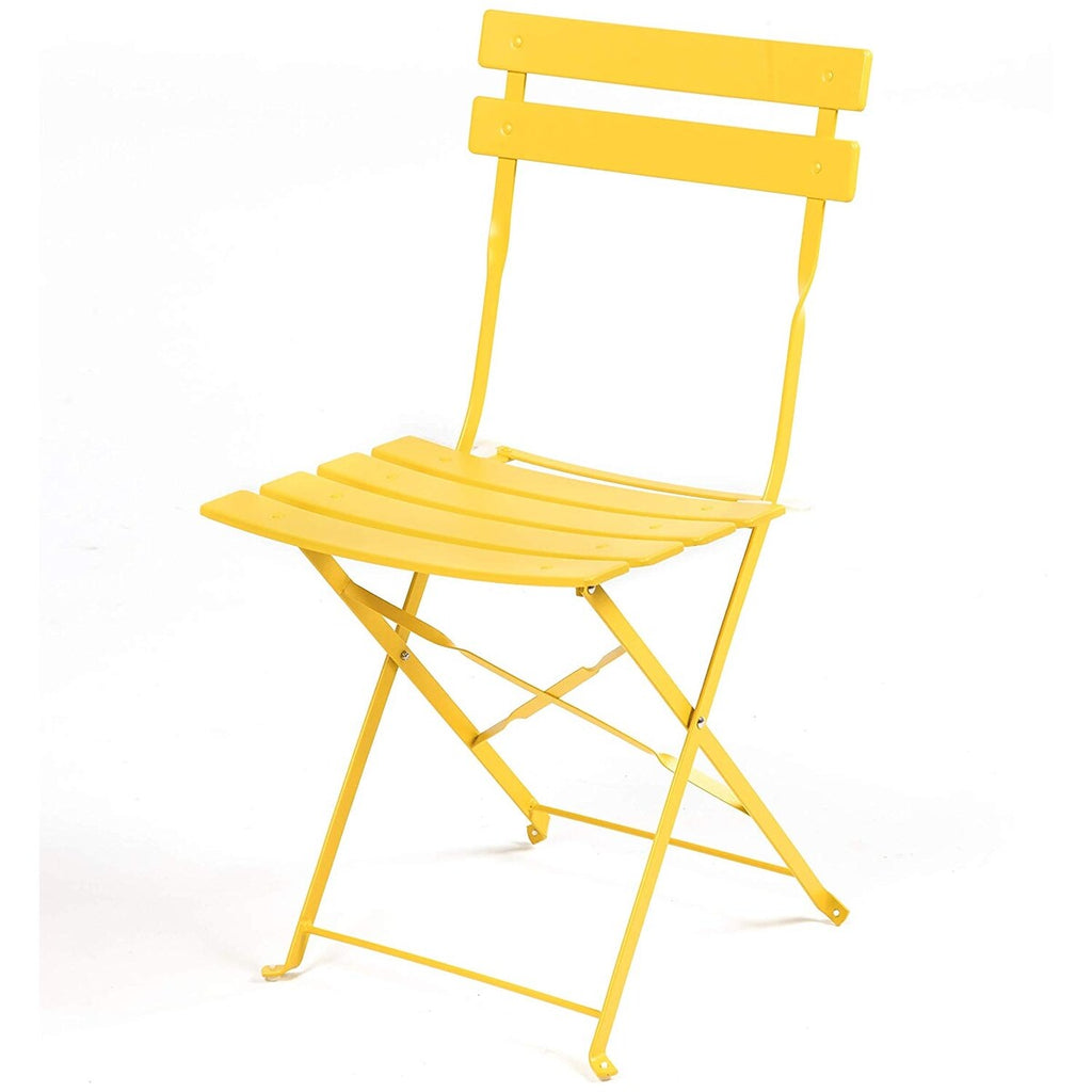 3pc Metal Folding Bistro Set, Weather-Resistant Outdoor/Indoor Conversation Set for Patio, Yard, Garden