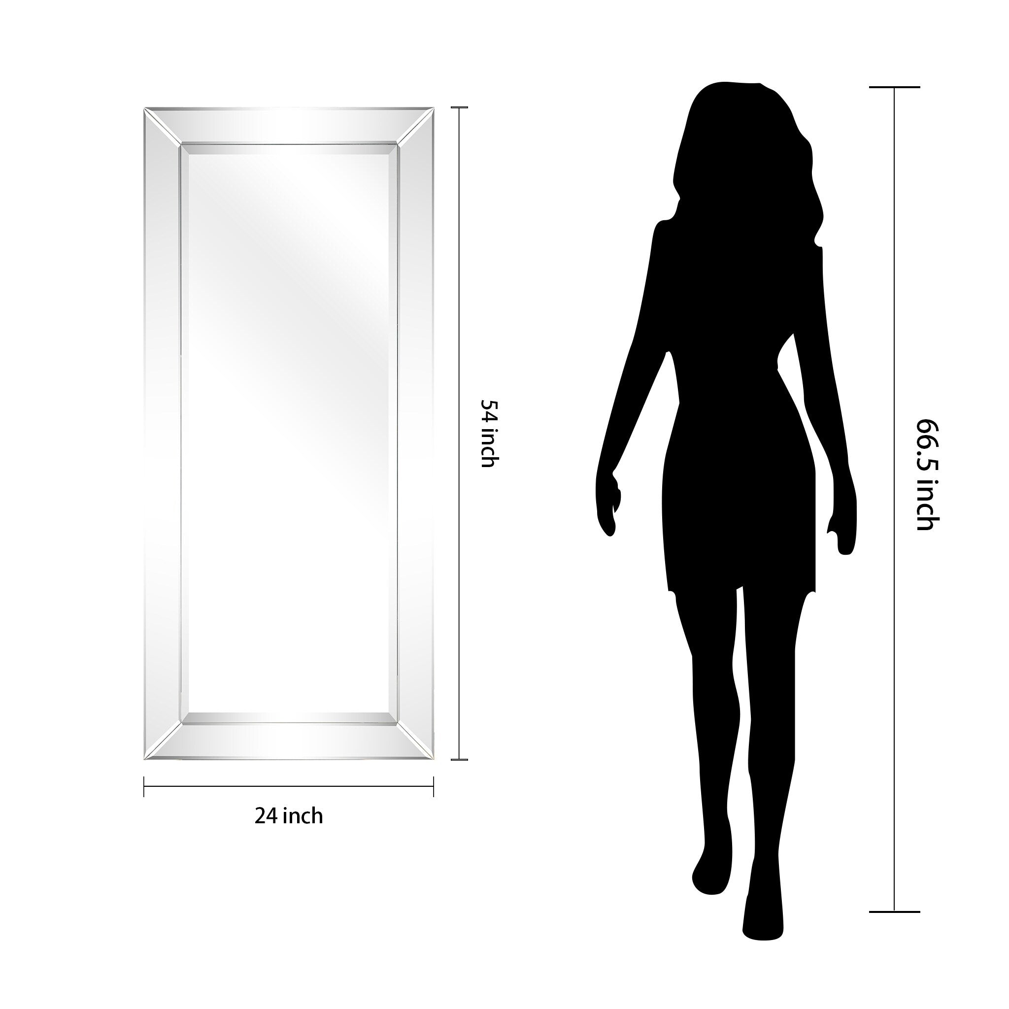 Beveled Rectangular Clear HD Wall Mounted Mirror for Bathroom, Vanity, Bedroom Mirrors, 3 sizes