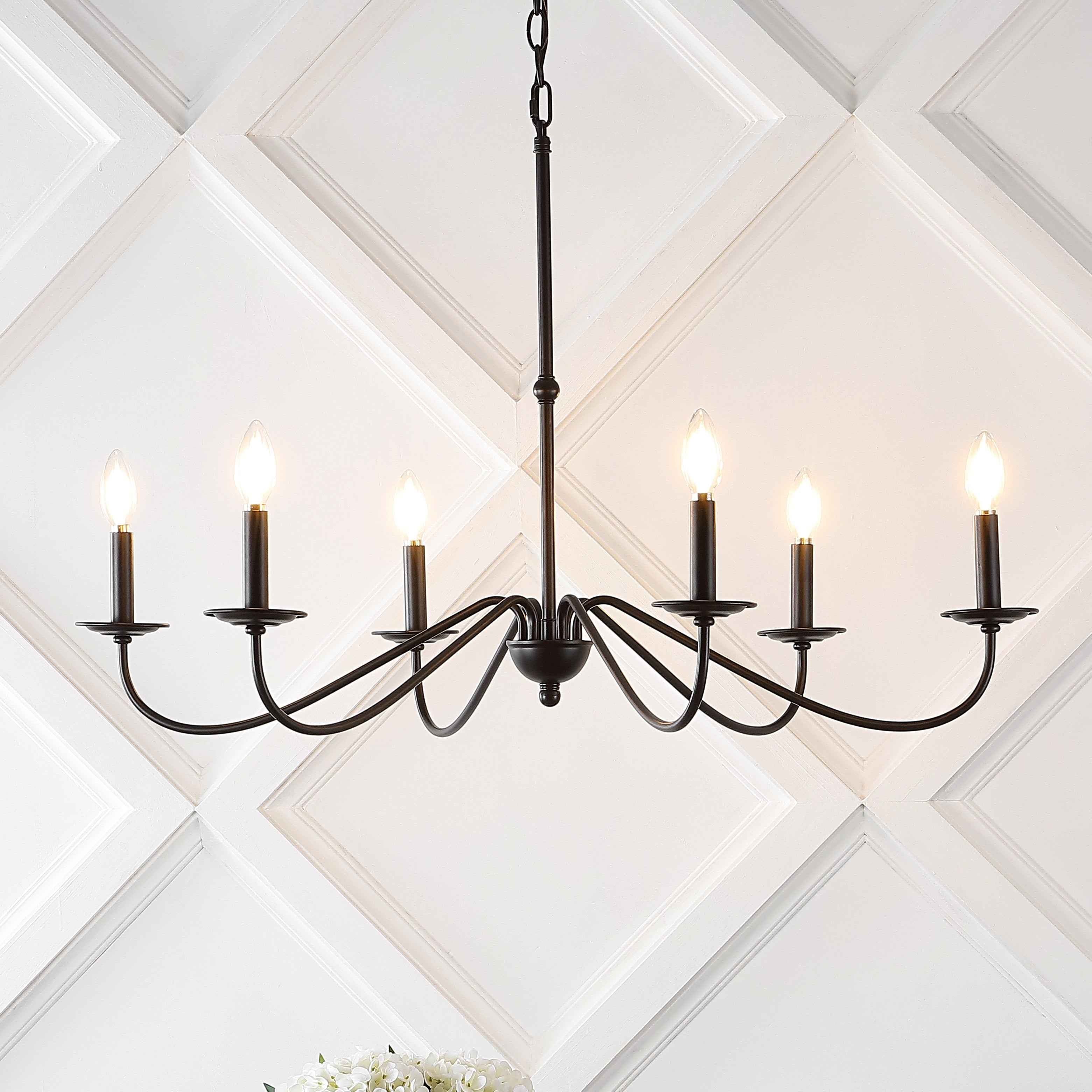 34.75 6-Light Iron LED Chandelier, by JONATHAN Y
